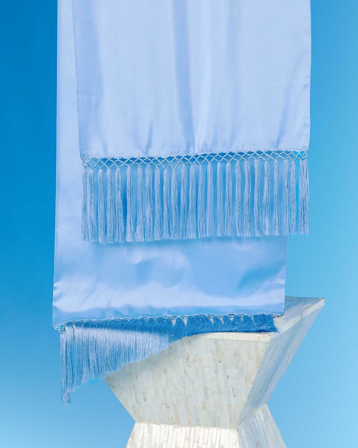 The Arabella Fringe Shawl in Robin Egg Blue