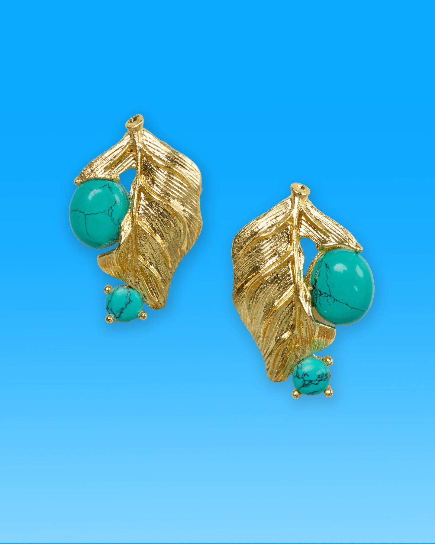 Arden Earrings in Turquoise and Leaf Motif