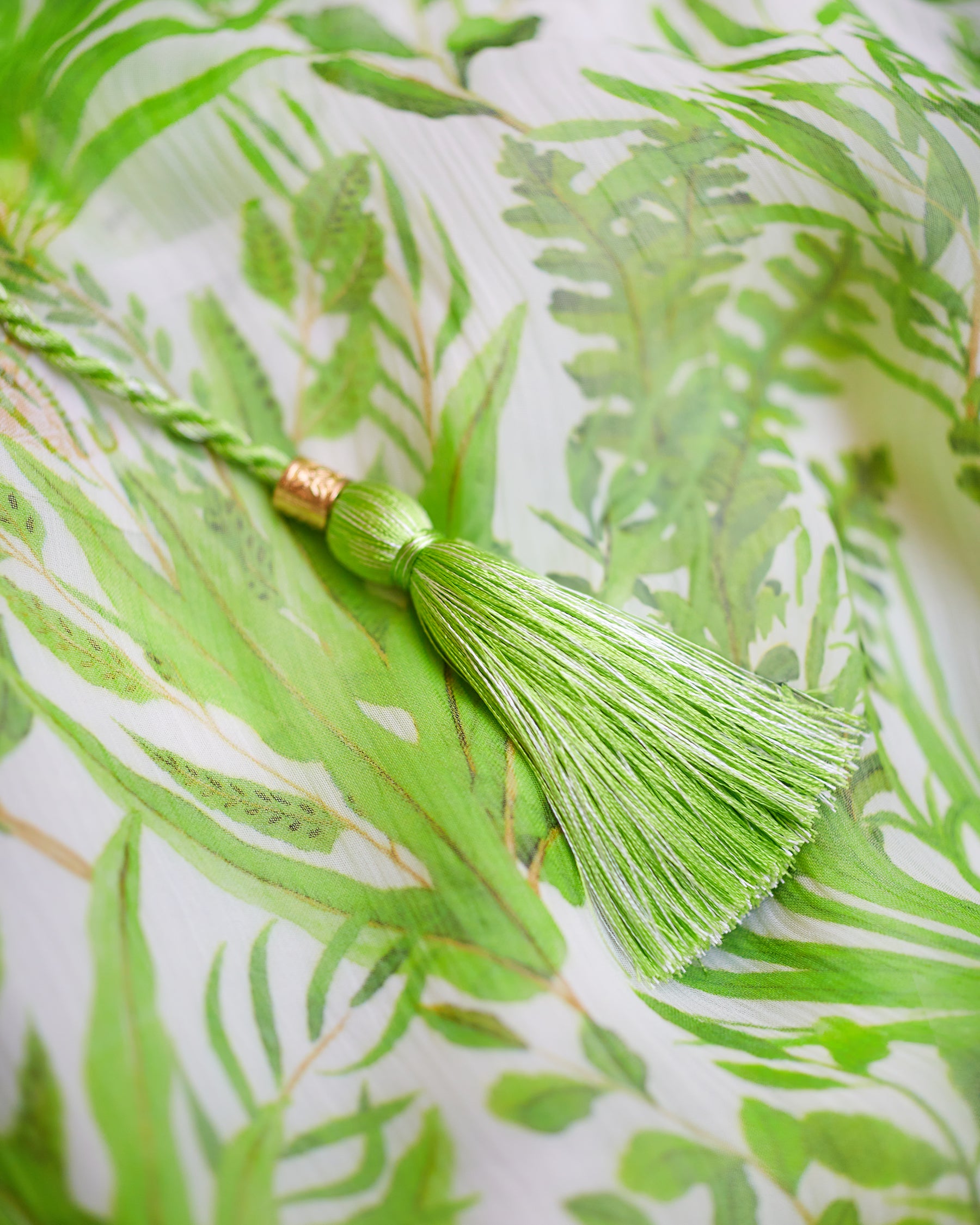 Artemisia Crinkle Chiffon Blouse in Delicate Greenery-Detail