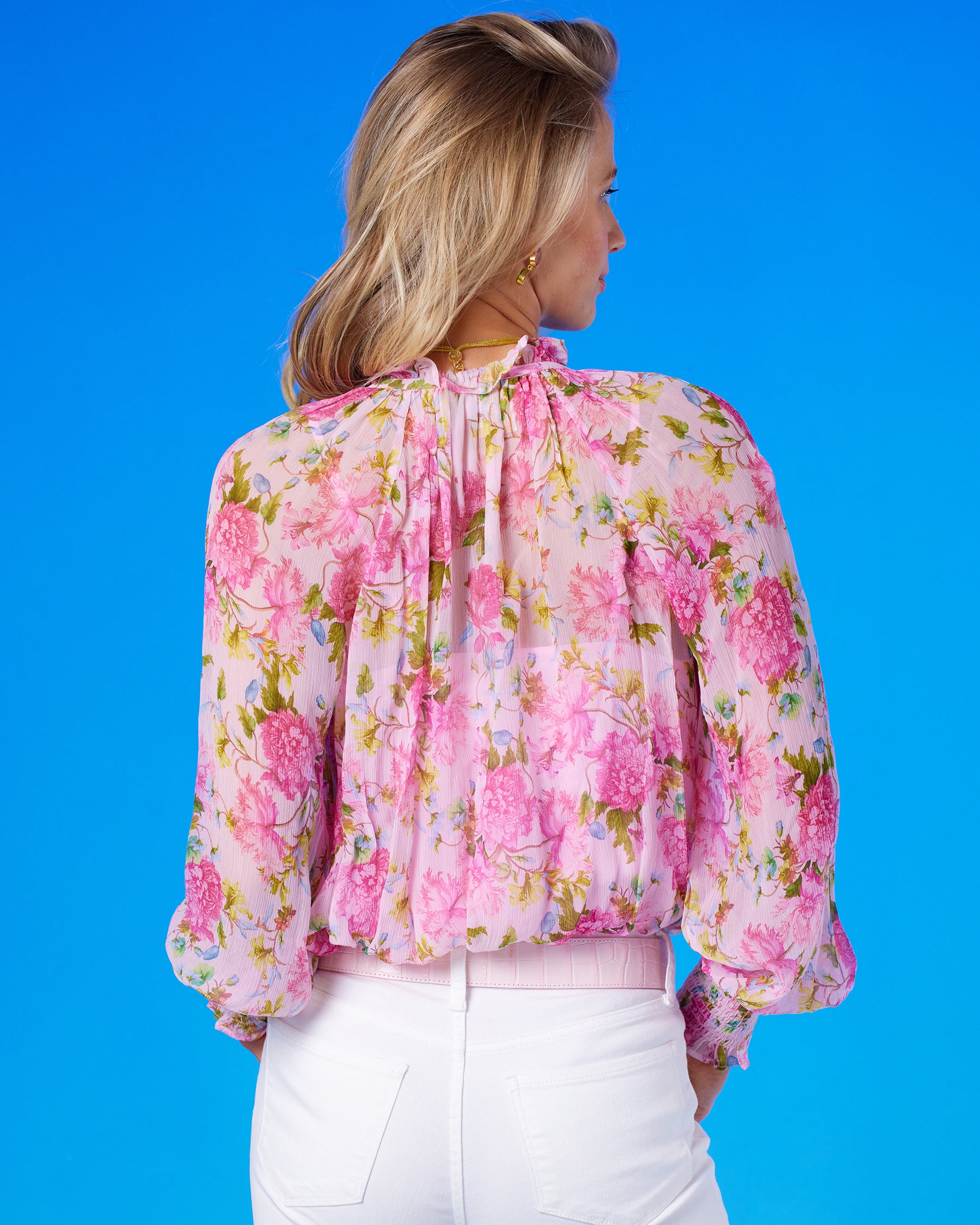 Artemisia Chiffon Blouse in English Roses back view