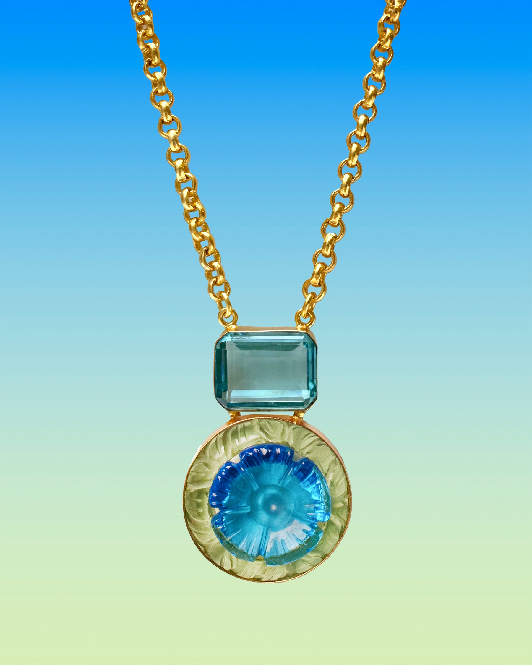 Atherton Pendant Chain Necklace in Ibiza Blues