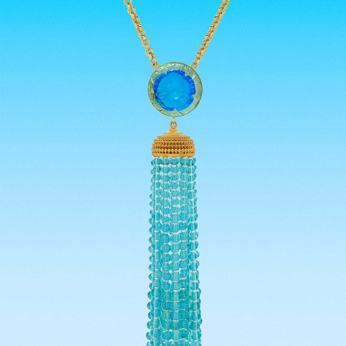 Light Blue Decorative Cord Necklace with Tassel Ends Light Blue Tassel Necklace - Etsy main image 2
