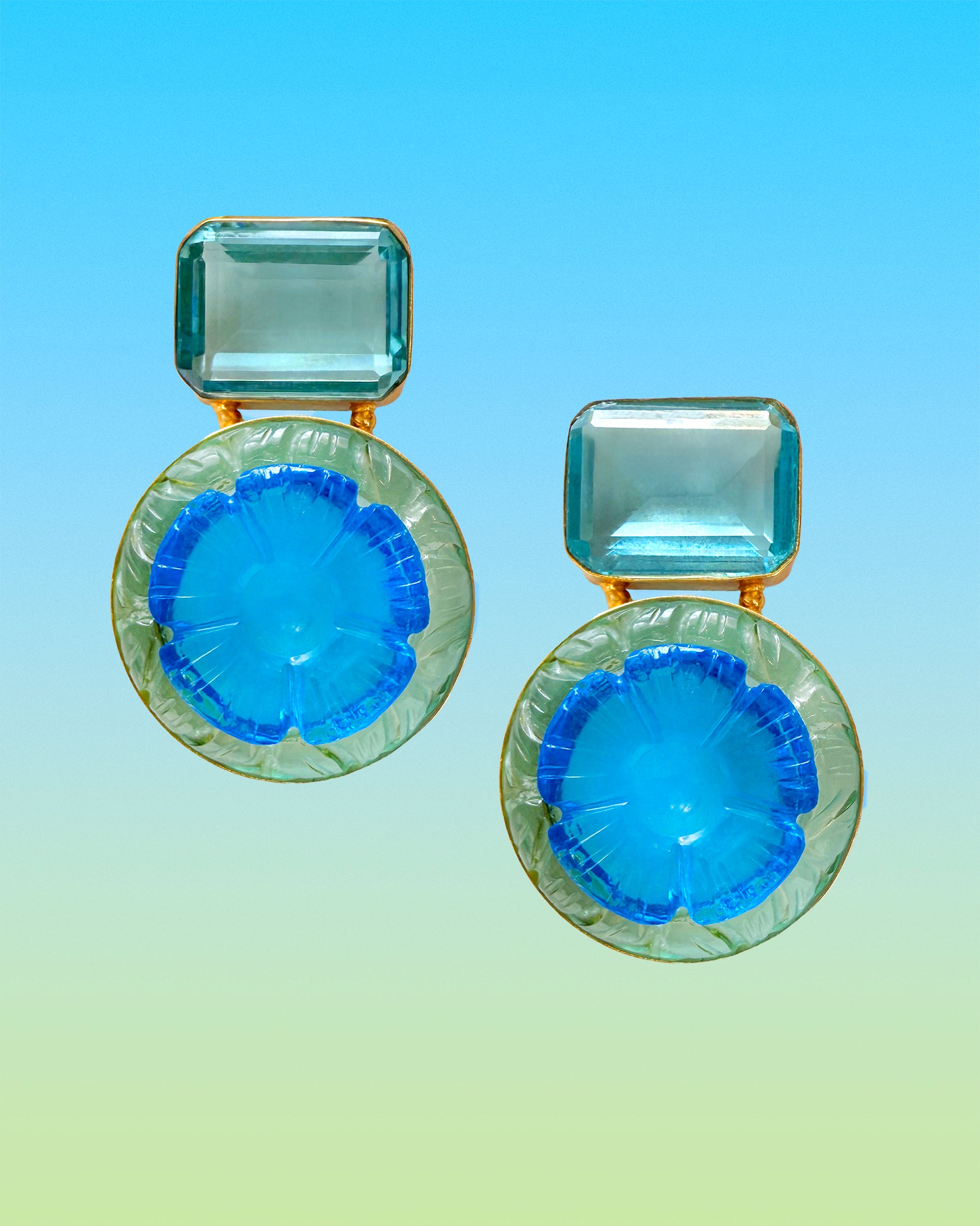 Atherton Statement Earrings in Ibiza Blues