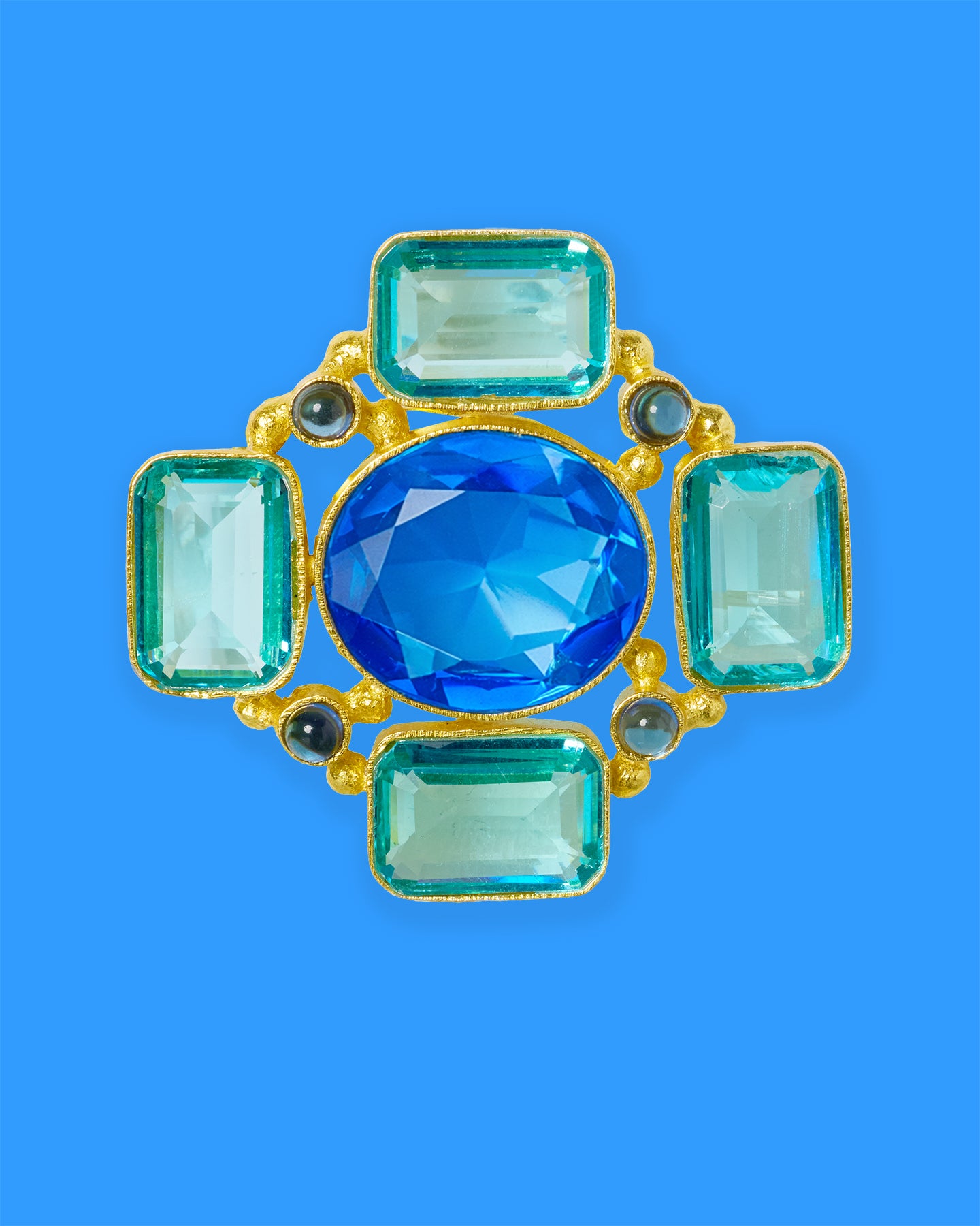Berkley Geometric Brooch in Cote D'Azur Blues