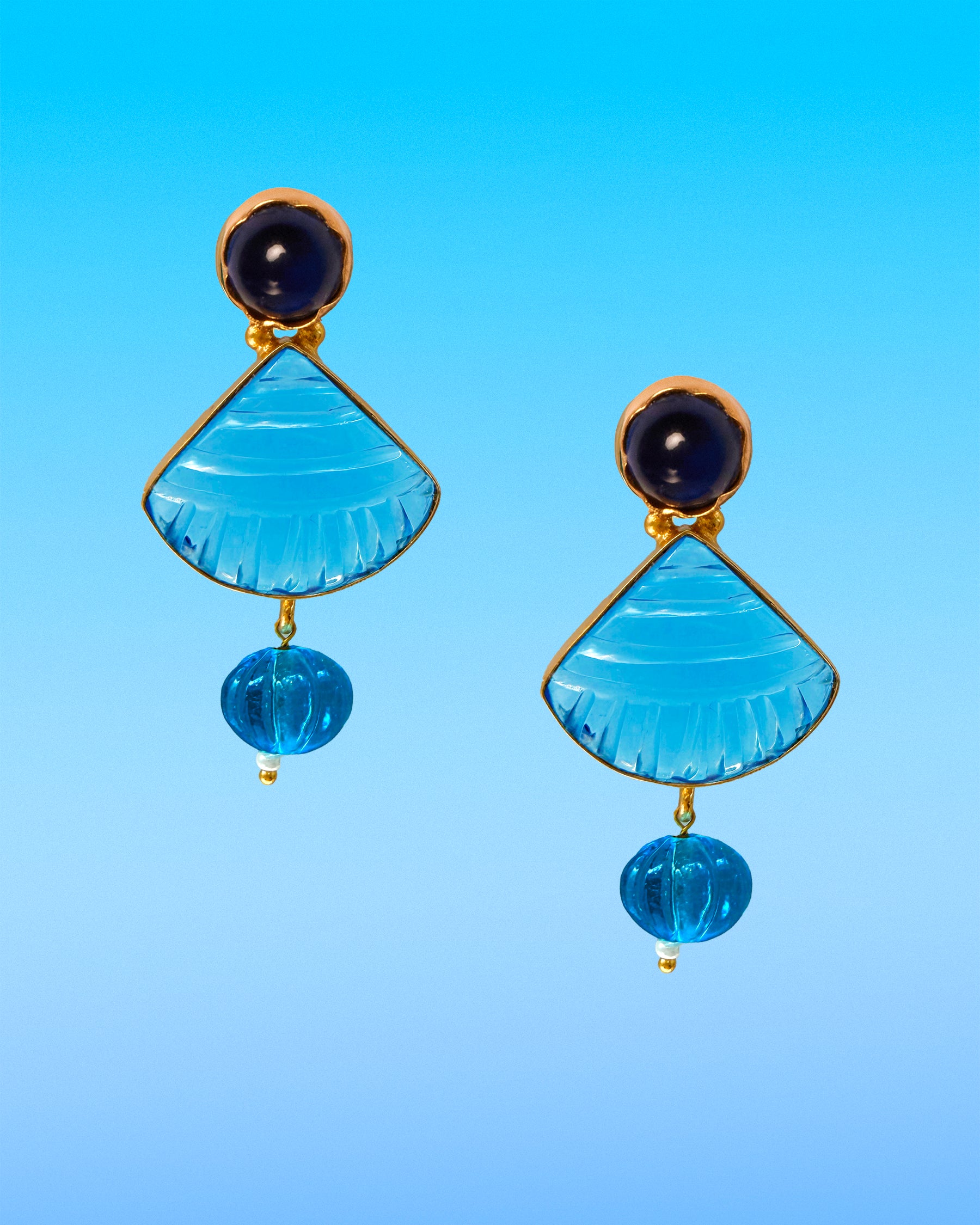 Bexley Fan Earrings in Mediterranean Blues