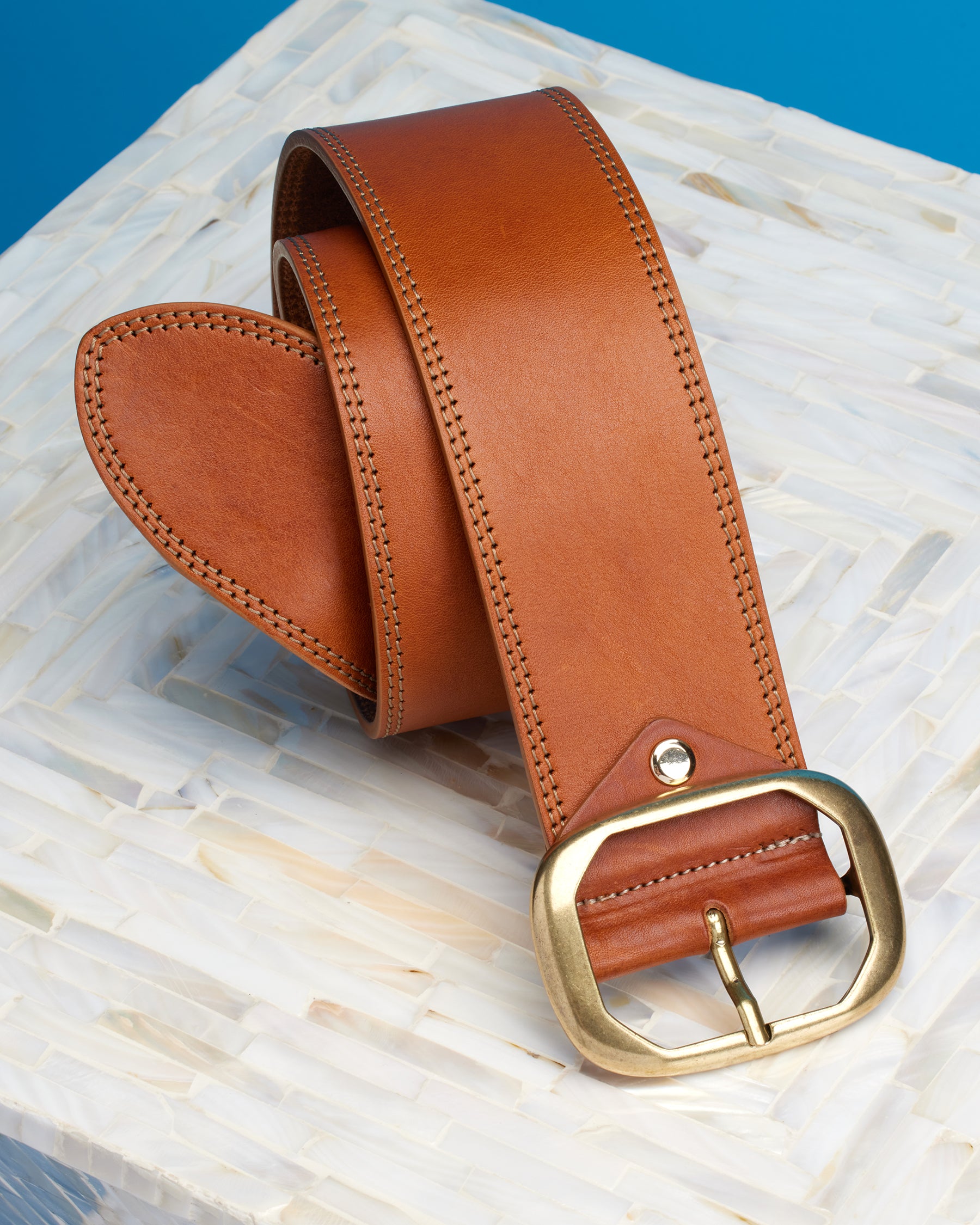 Cassidy Wide Leather Belt in Honey Tan