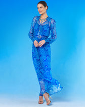 CELINE BLUE DRAPED MAXI DRESS