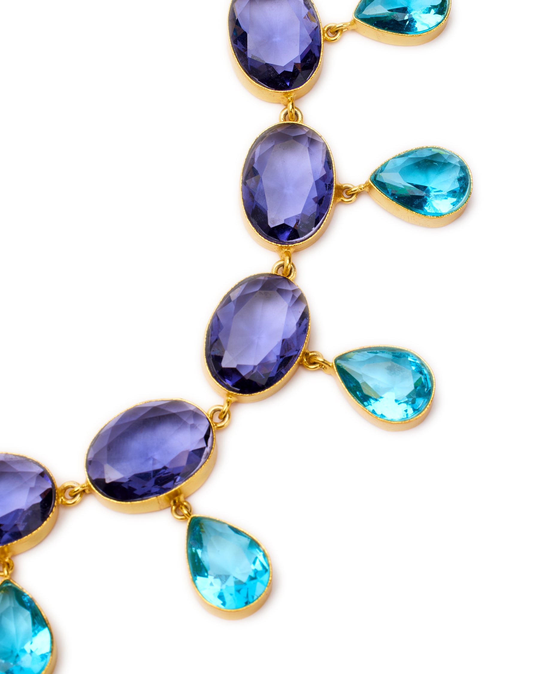 Chiara Dewdrop Necklace in Amethyst Purple and Crystal Blue-Detail