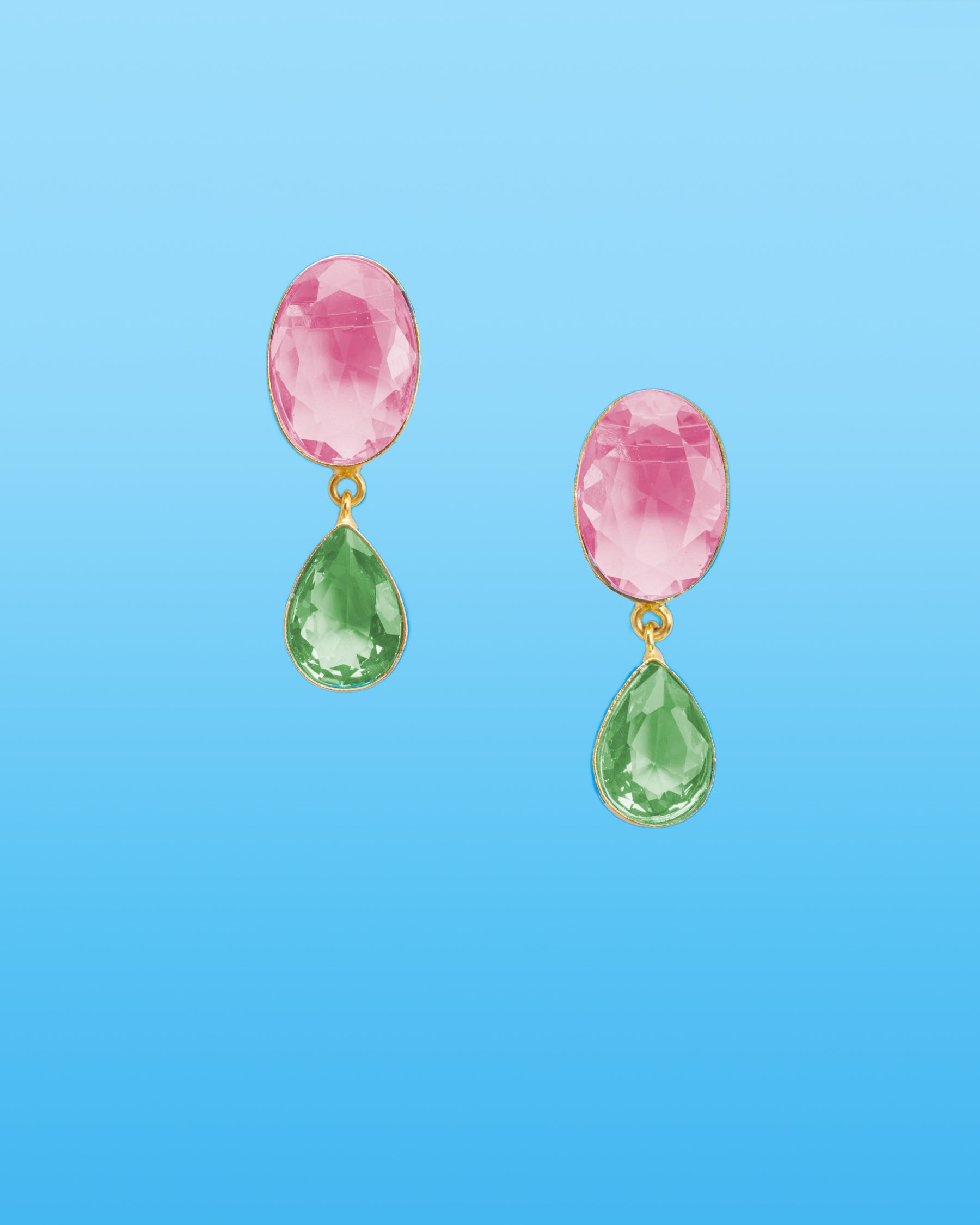 Chiara Dewdrop Earrings in Blush Pink and Mint Green