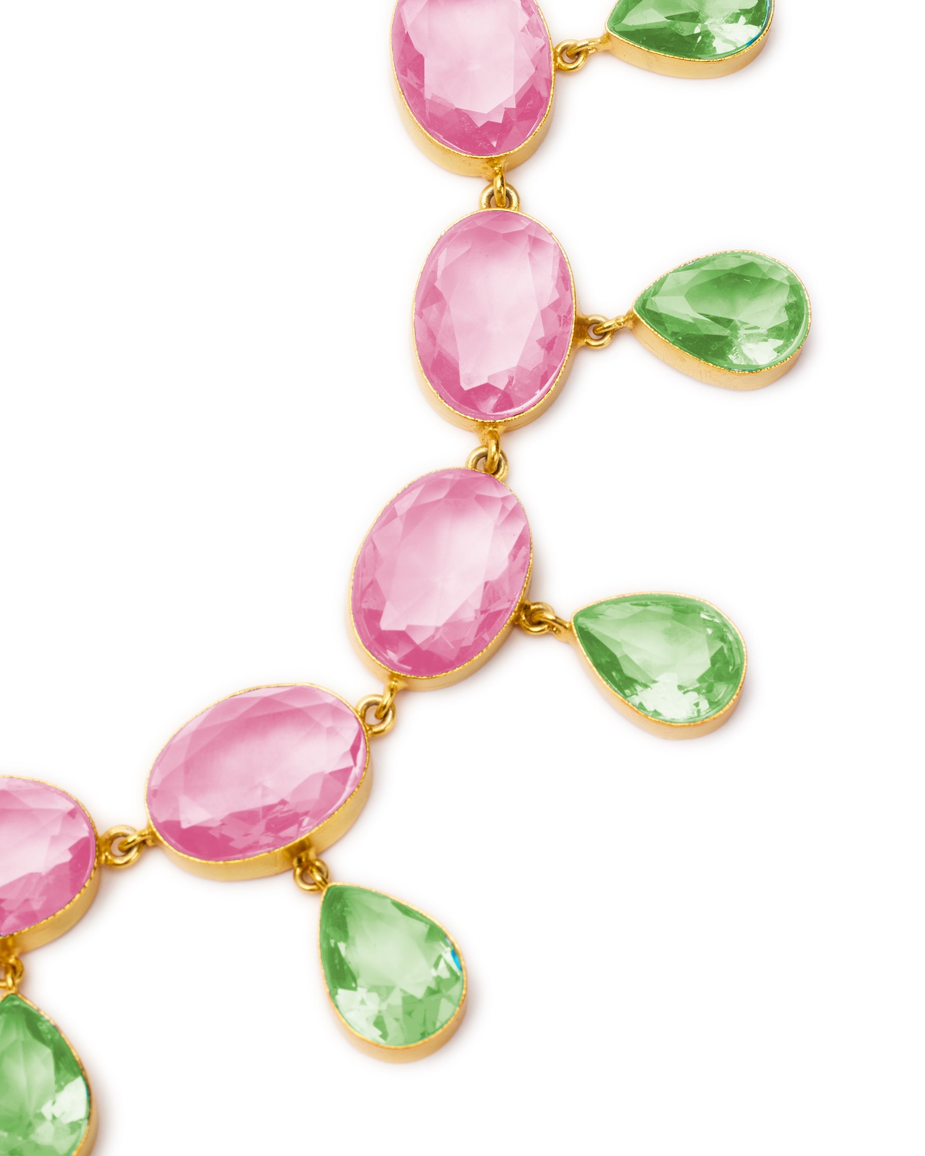 Chiara Dewdrop Necklace in Blush Pink and Mint Green-Detail