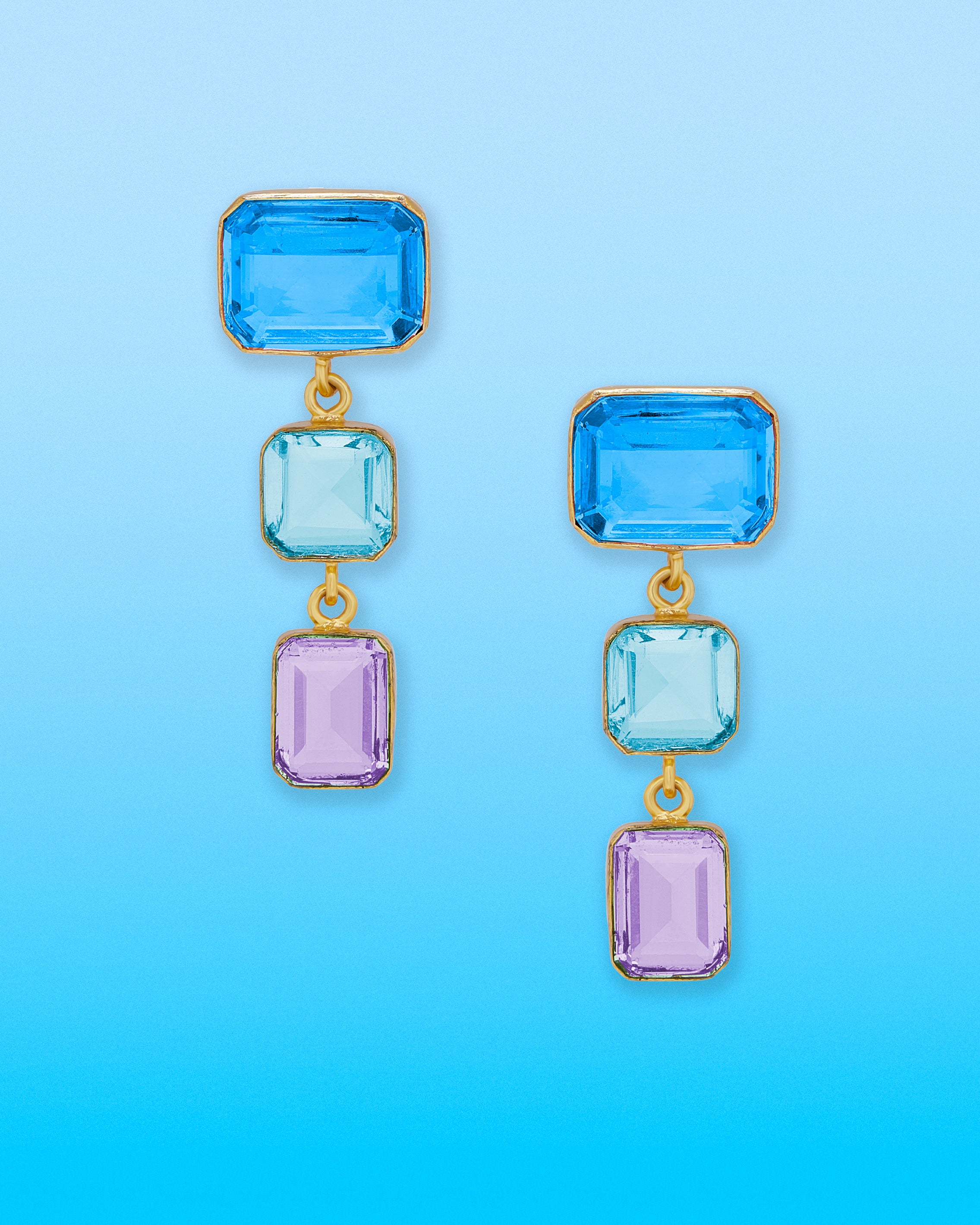 Clara Octagonal Drop Earrings in Jewel Tones