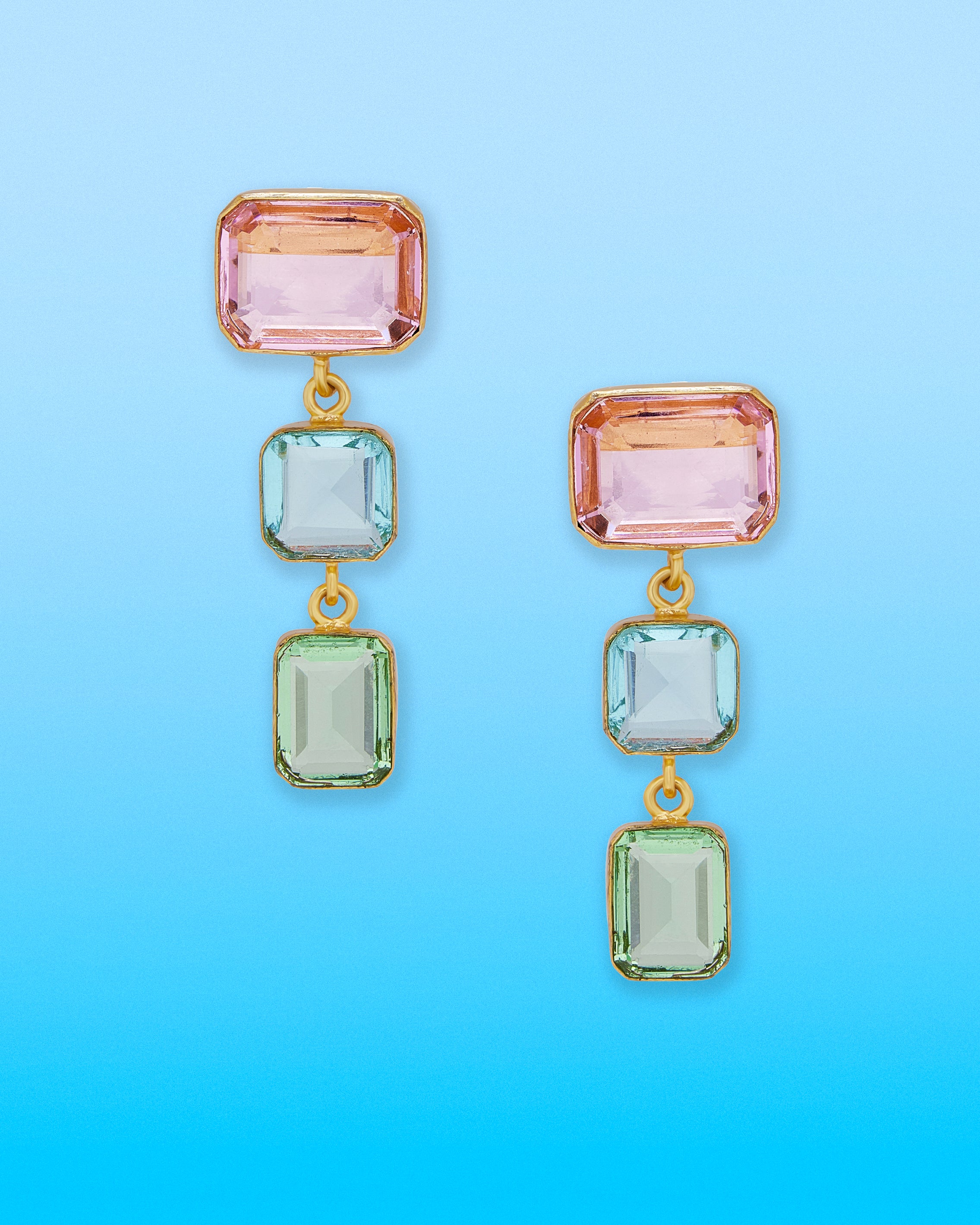 Clara Octagonal Drop Earrings in Soft Pastels