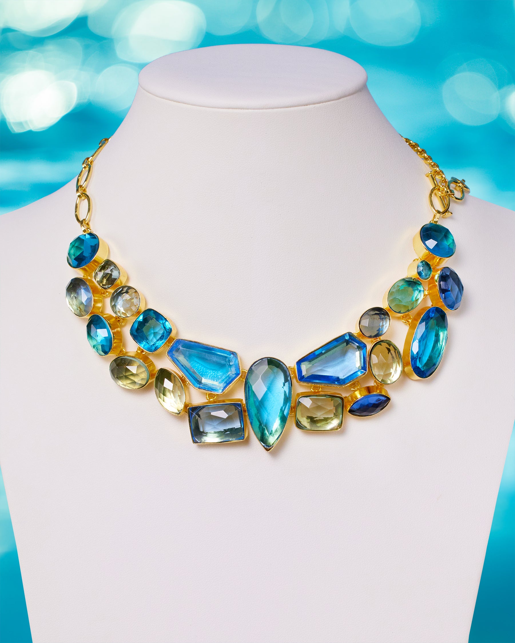 Constance Jewel Encrusted Necklace in Byzantine Sea Blues