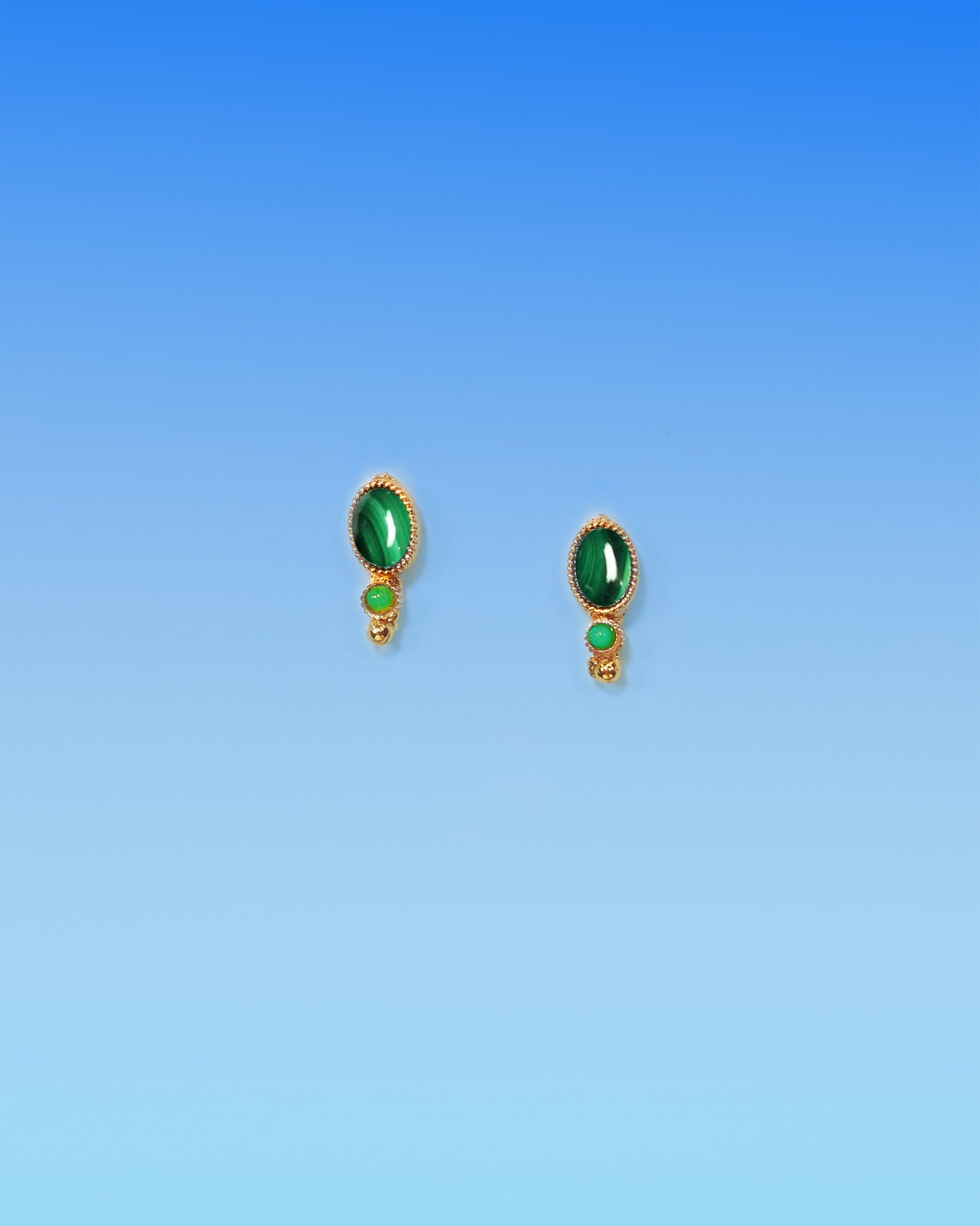 Cora Stud Earrings in Malachite Green