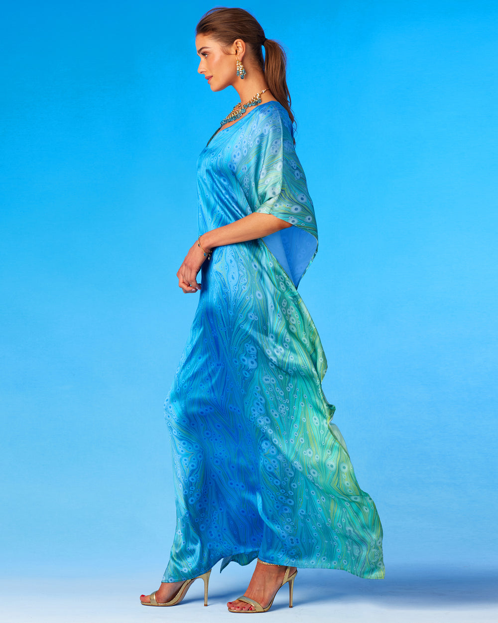 Delfina Blue Short Cotton Kaftan main image 0