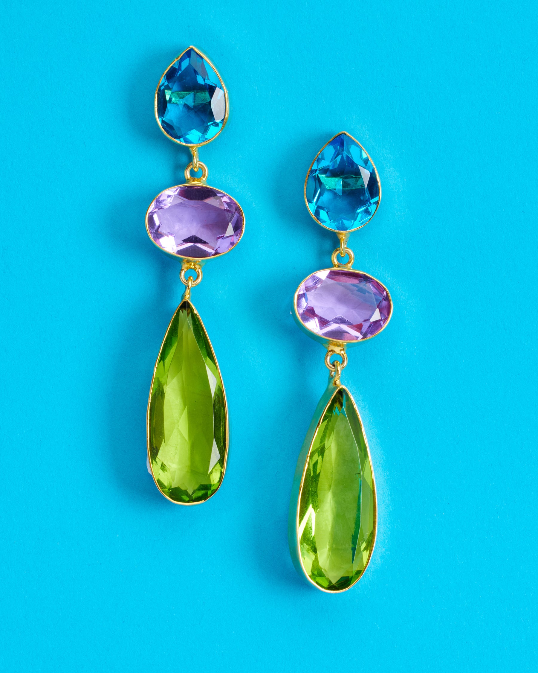 Ravenna Statement Drop Earrings in Jewel Tones