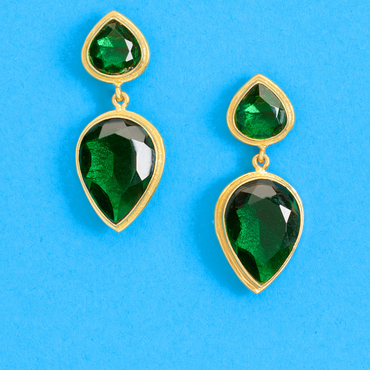 Hadley Tear Drop Earrings in Emerald Green