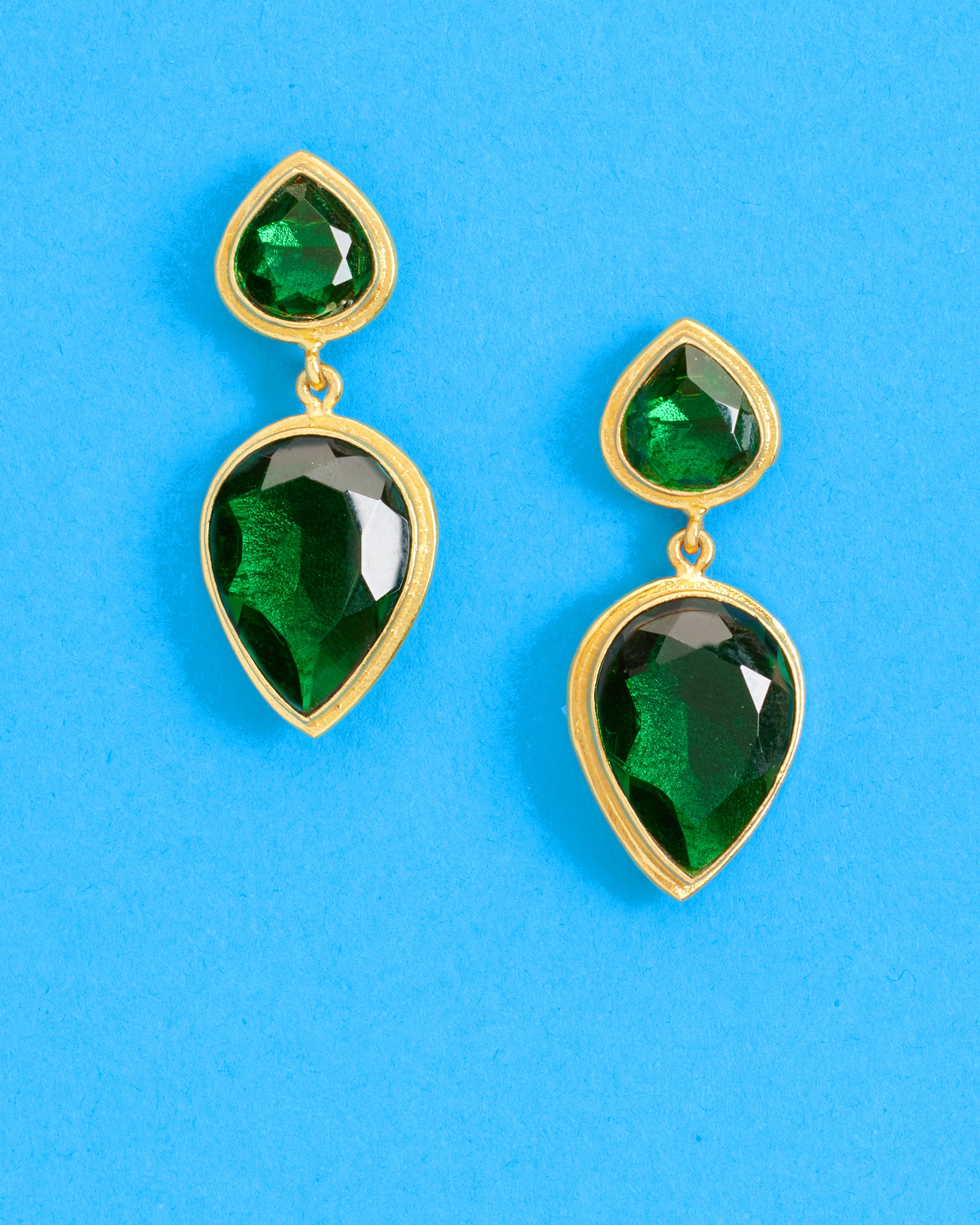 Hadley Tear Drop Earrings in Emerald Green