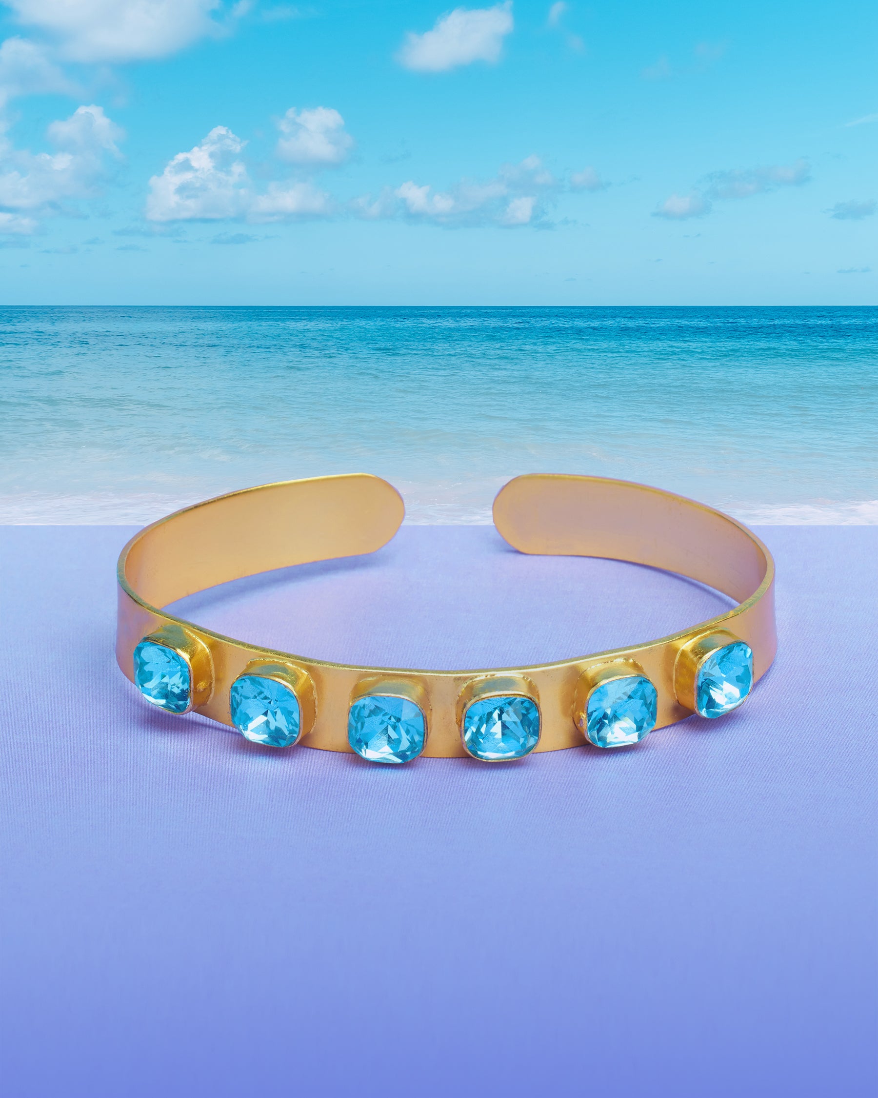 Finley Cuff Bracelet in Aquamarine Crystal