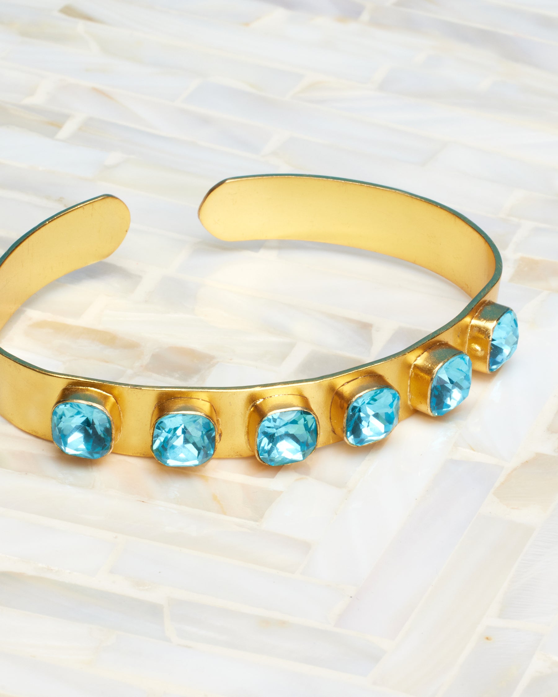 Finley Cuff Bracelet in Aquamarine Crystal-Detail