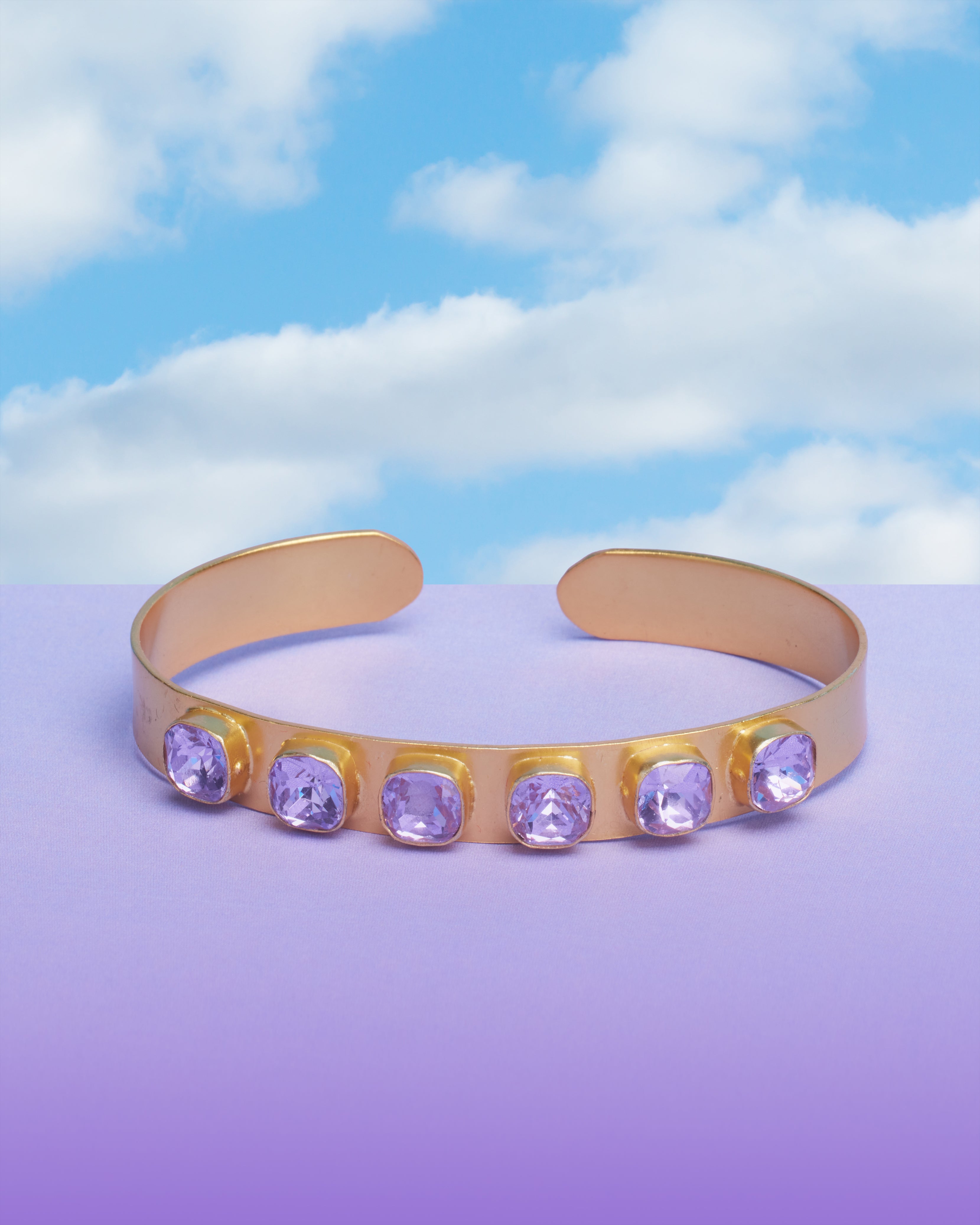 Finley Cuff Bracelet in Crystal Amethyst Lavender