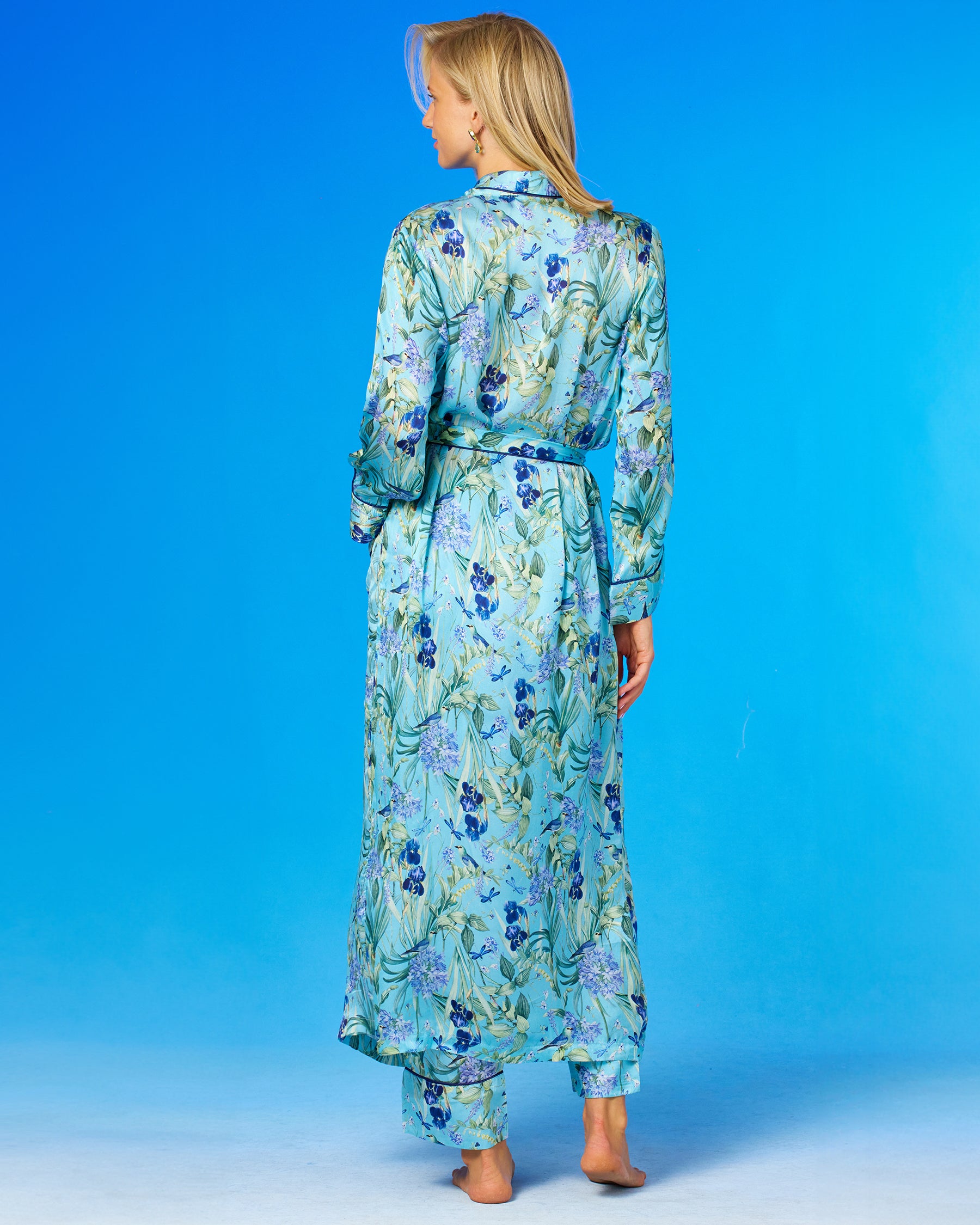 Fleur Washable Silk Robe in Magical Garden-Back view