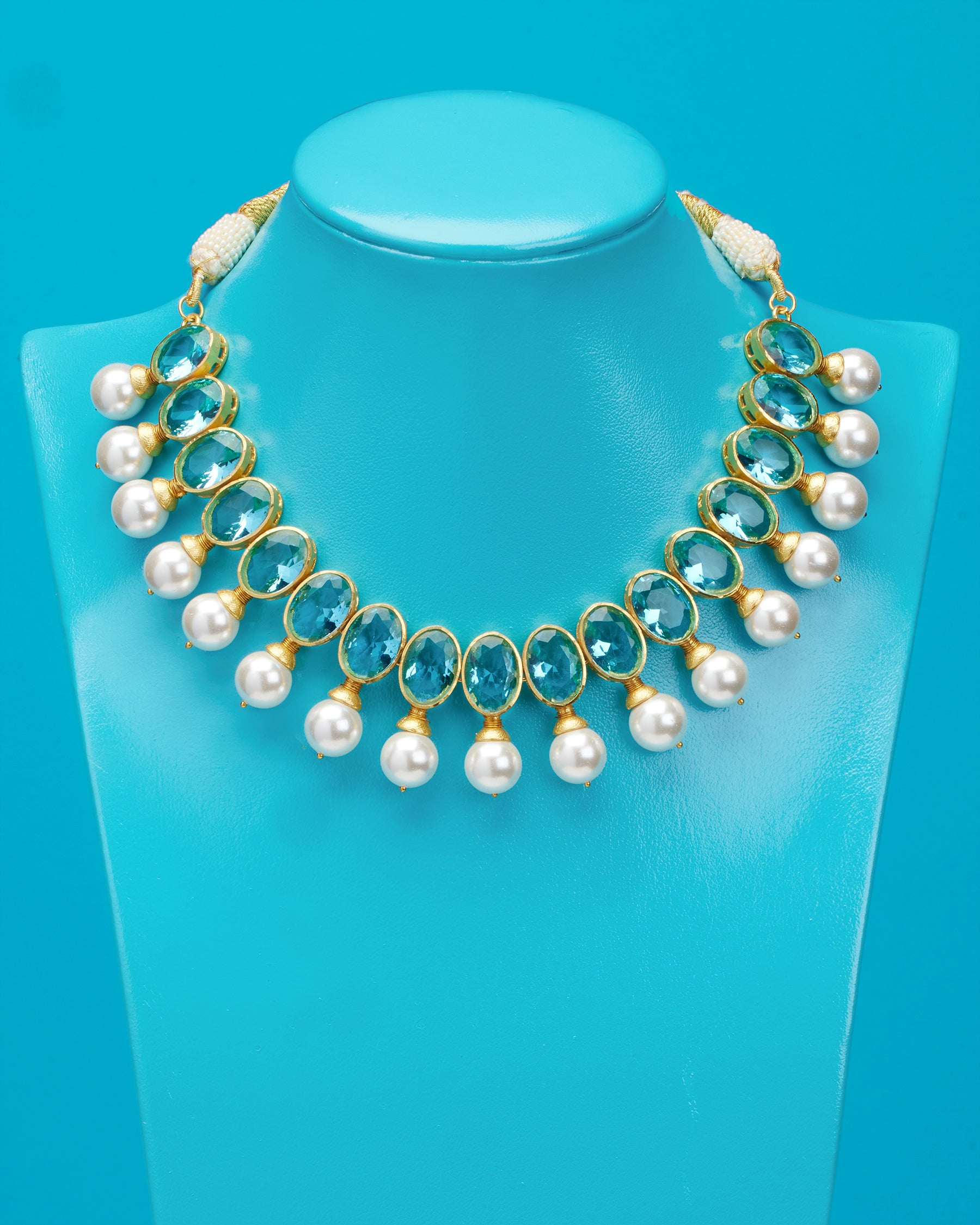 Gia Statement Necklace in Aquamarine Crystal