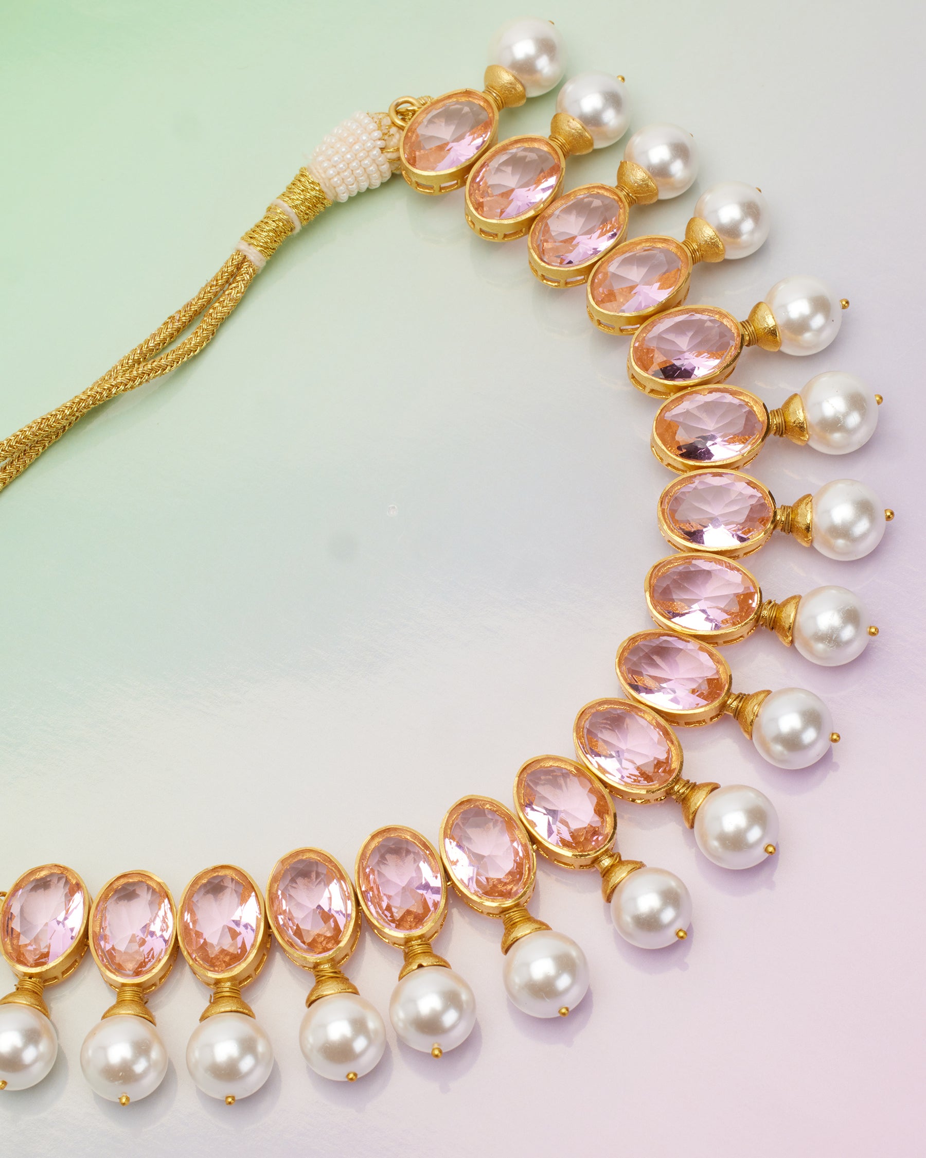 Gia Statement Necklace in Crystal Rose