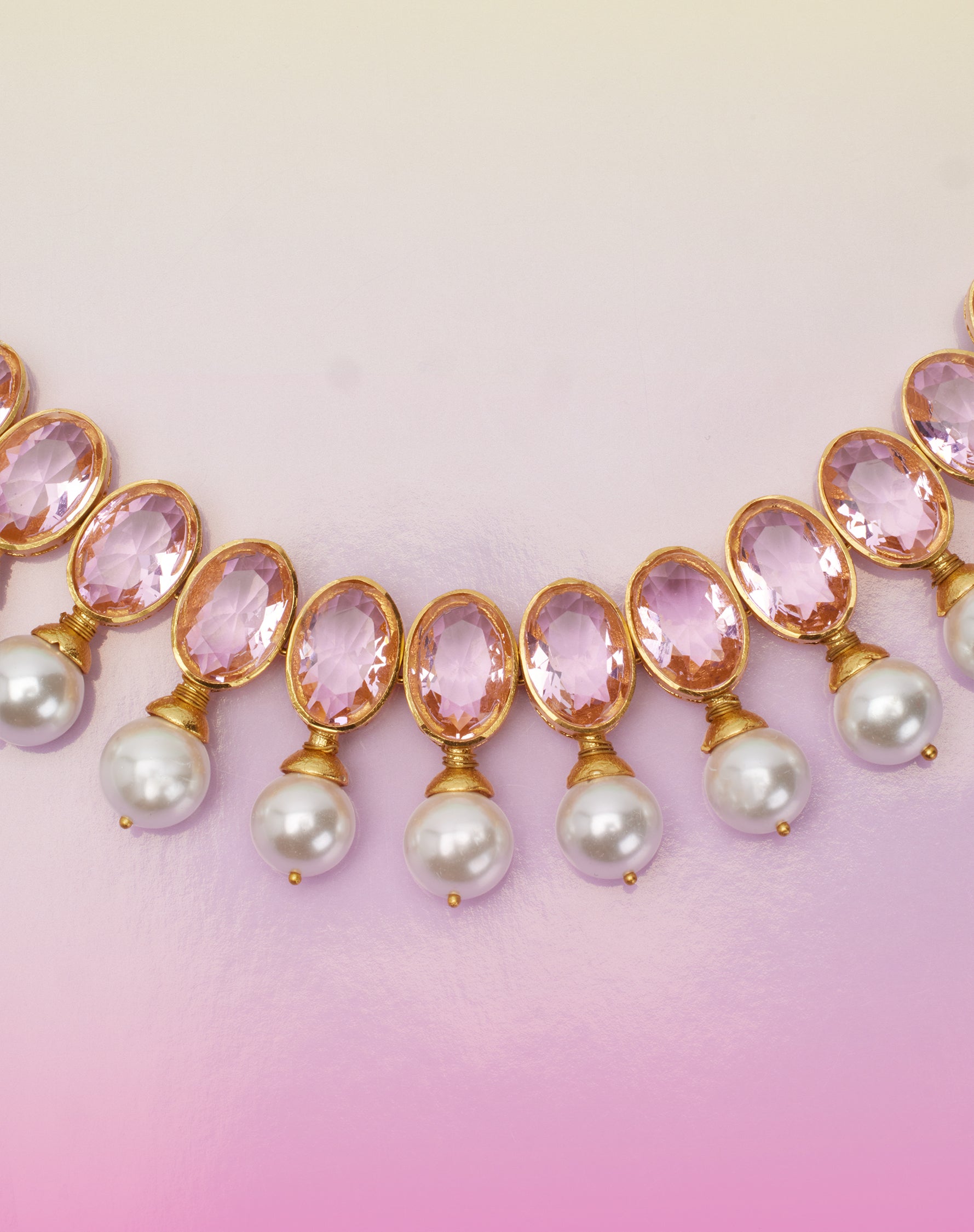 Gia Statement Necklace in Crystal Rose