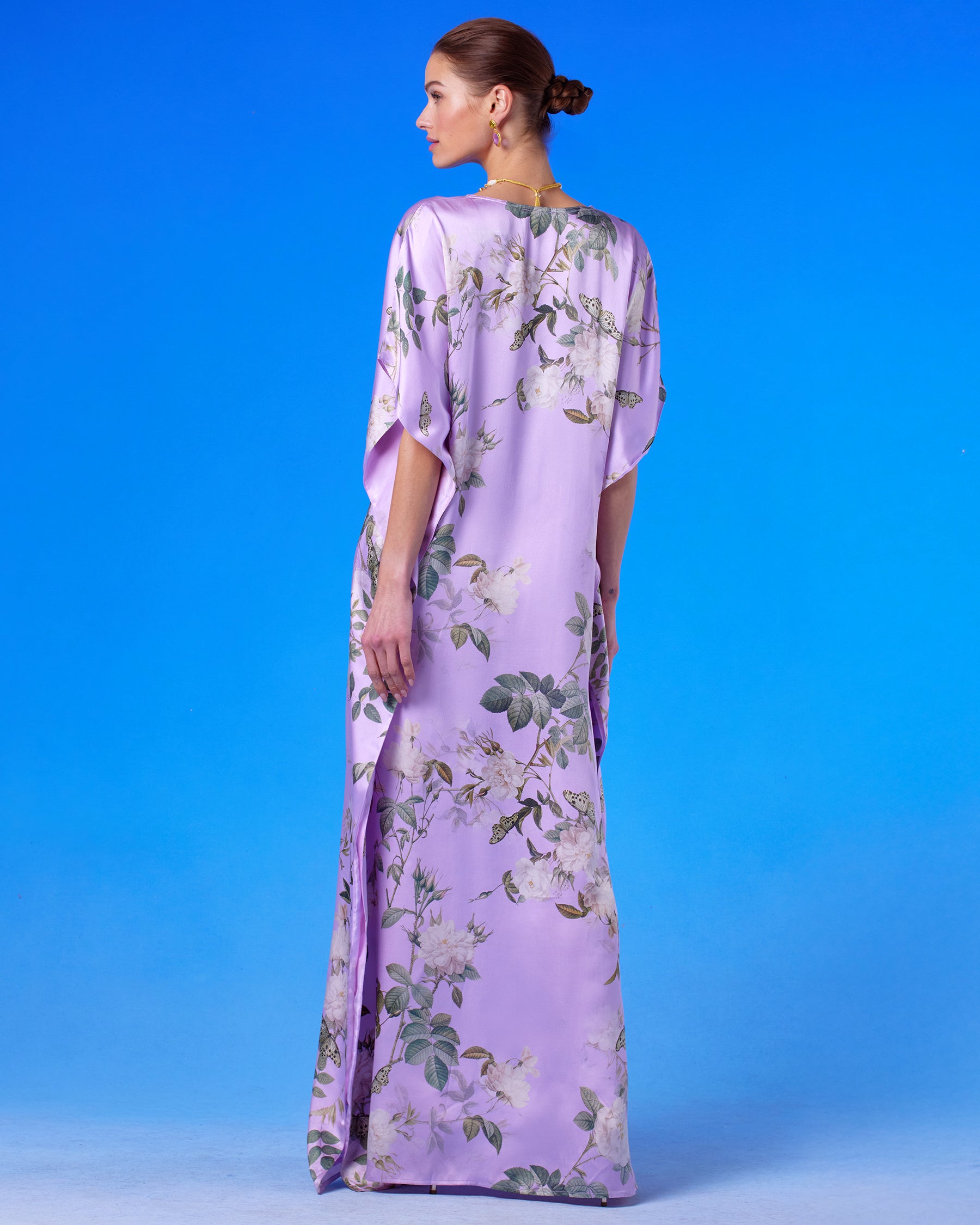 Gwendolyn Silk Kaftan in English Garden back view