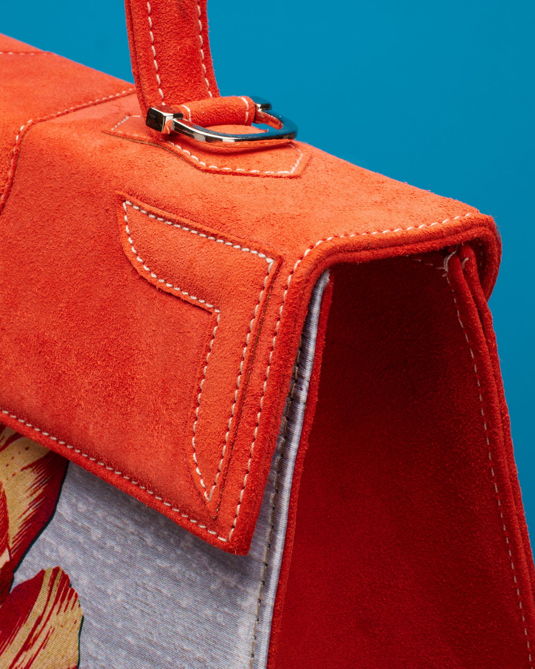 Marquise Paris Tulipe Top Handle Shoulder Bag in Red Coral-Detail