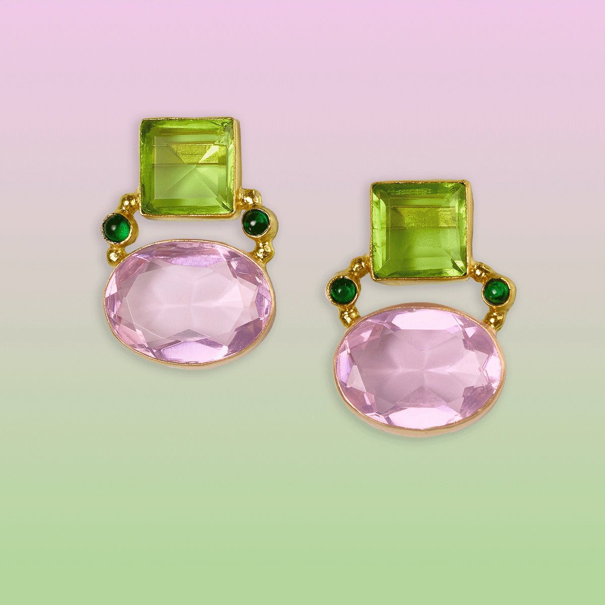 Berkley earrings in Pink and Mint Green