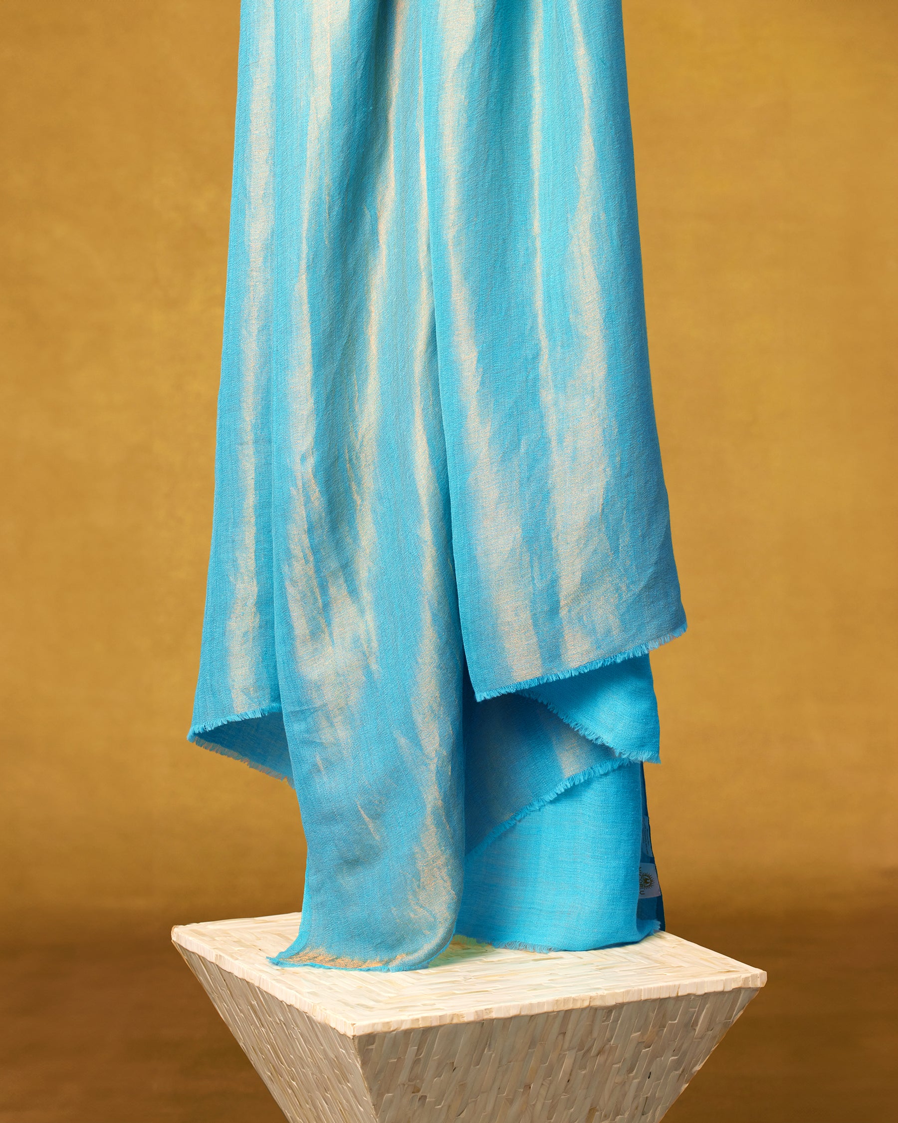 Josephine Reversible Pashmina Shawl in Gold Shimmer Turquoise