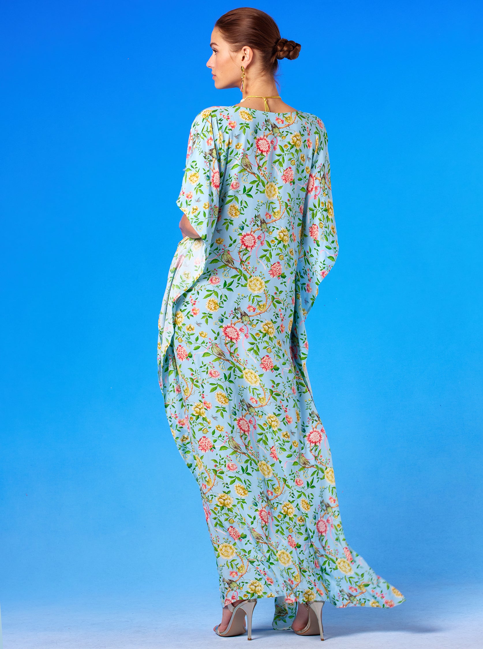 Kallista Kaftan in Antibes Florals back view