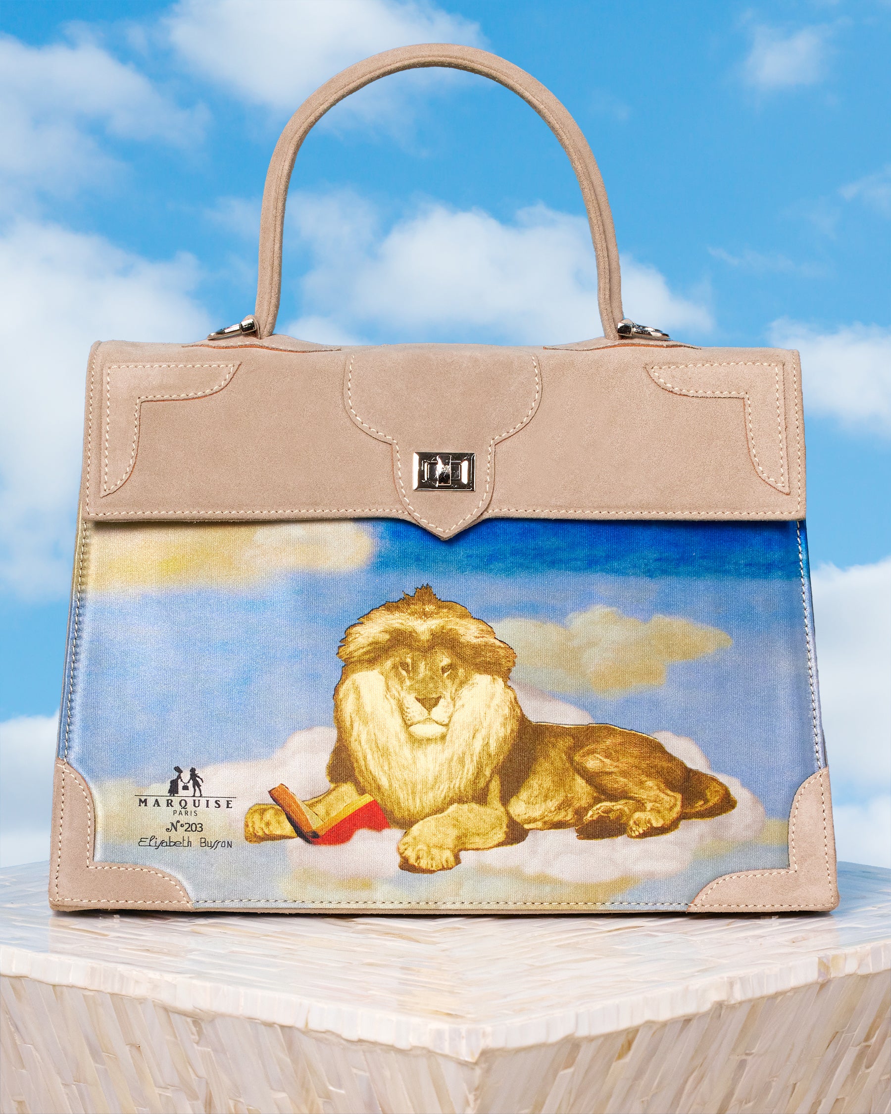 Marquise Marquise Le Lion Top Handle Shoulder Bag in Taupe-Front View