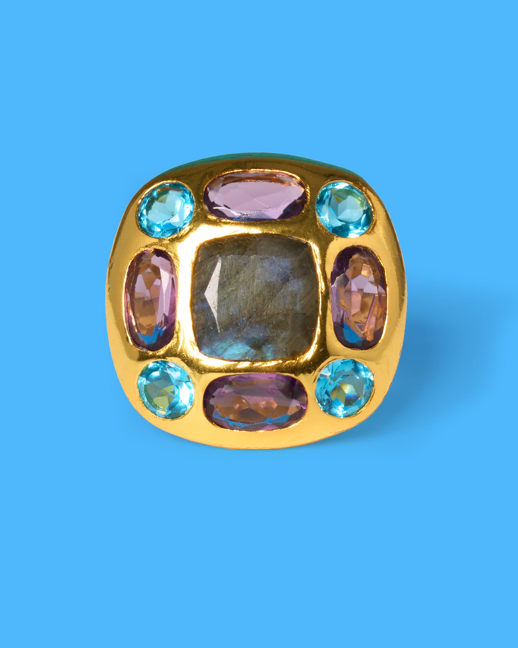 Lennox Statement Ring in Jewel Tones front view