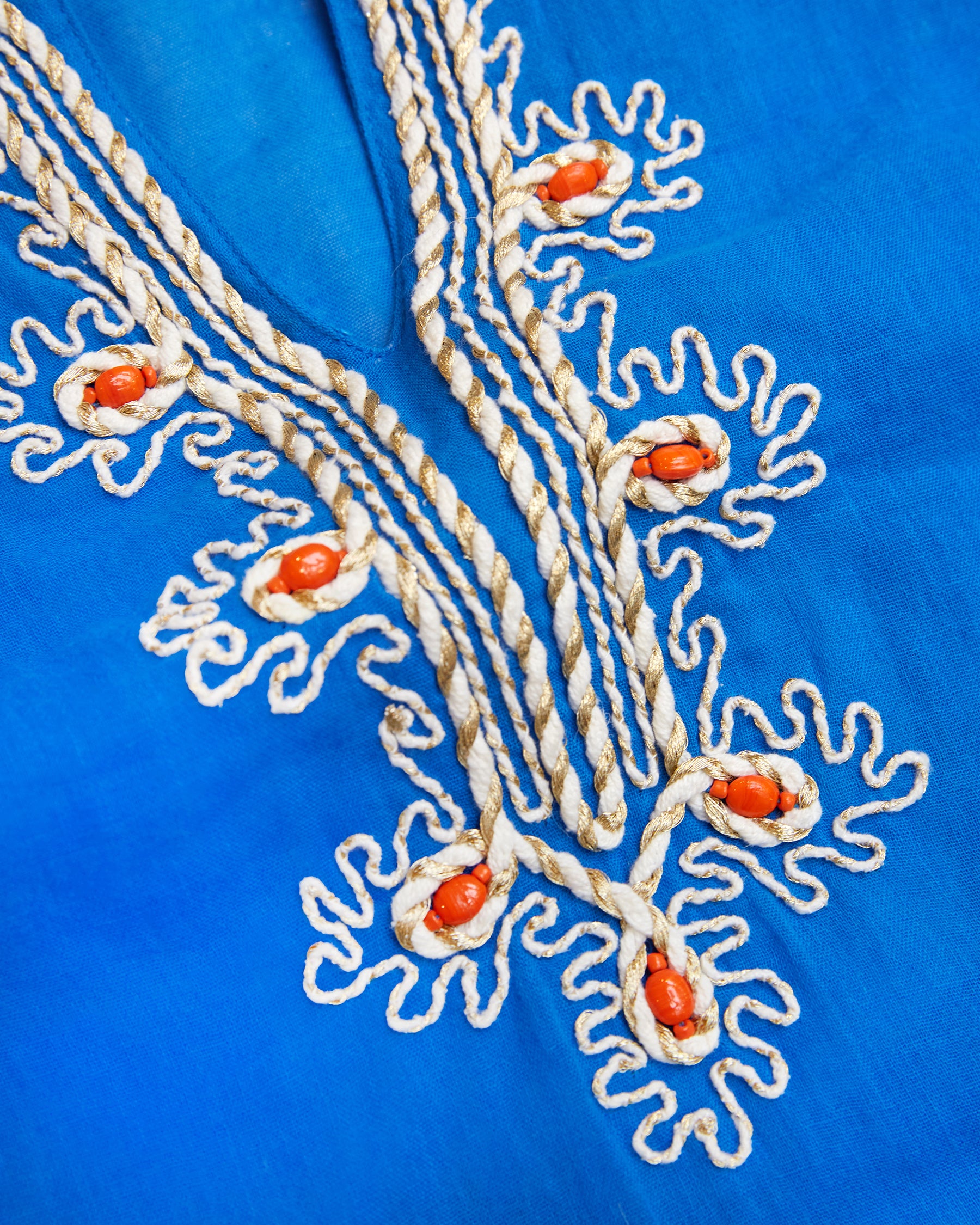 Mallorca Tunic with Coral Embellishment-Detail of Embellishment