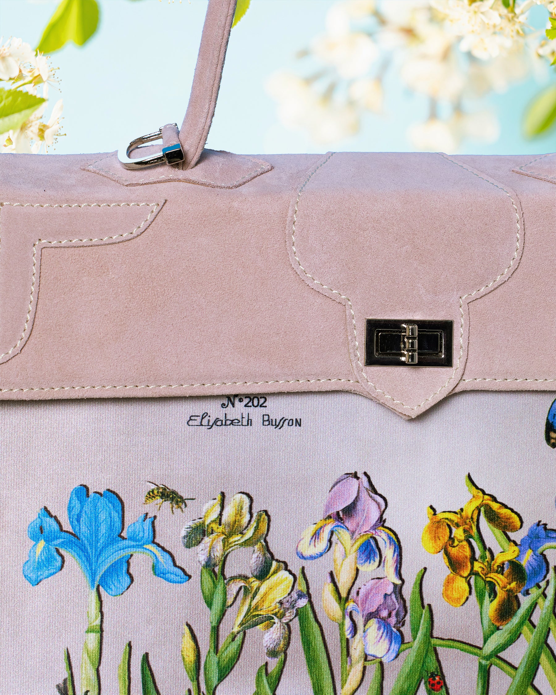 Marquise Paris Marquise Les Iris Top Handle Shoulder Bag in Pastel Pink-Detail