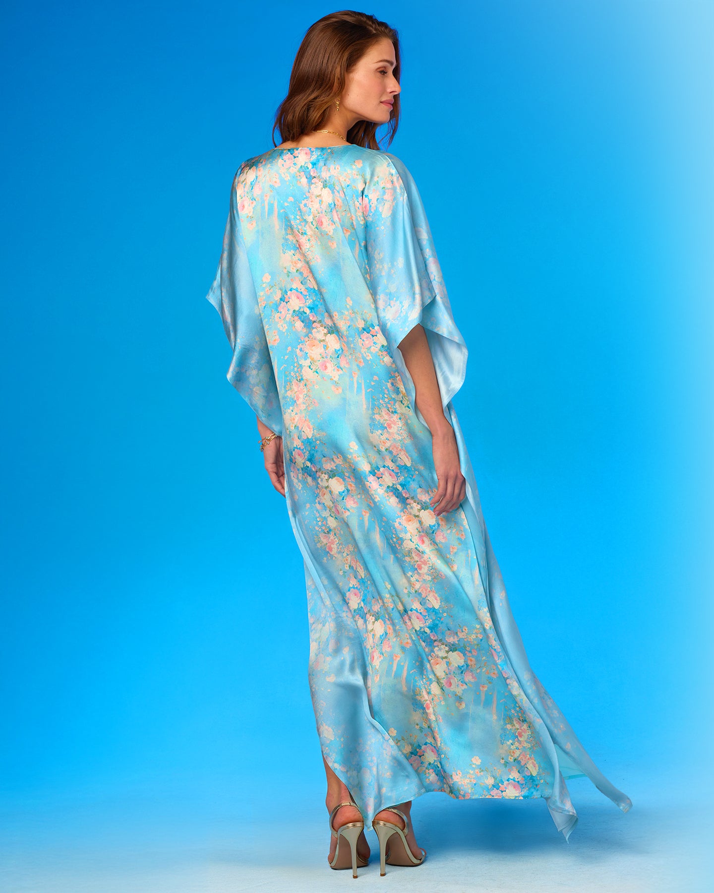 Back view of floral kaftan
