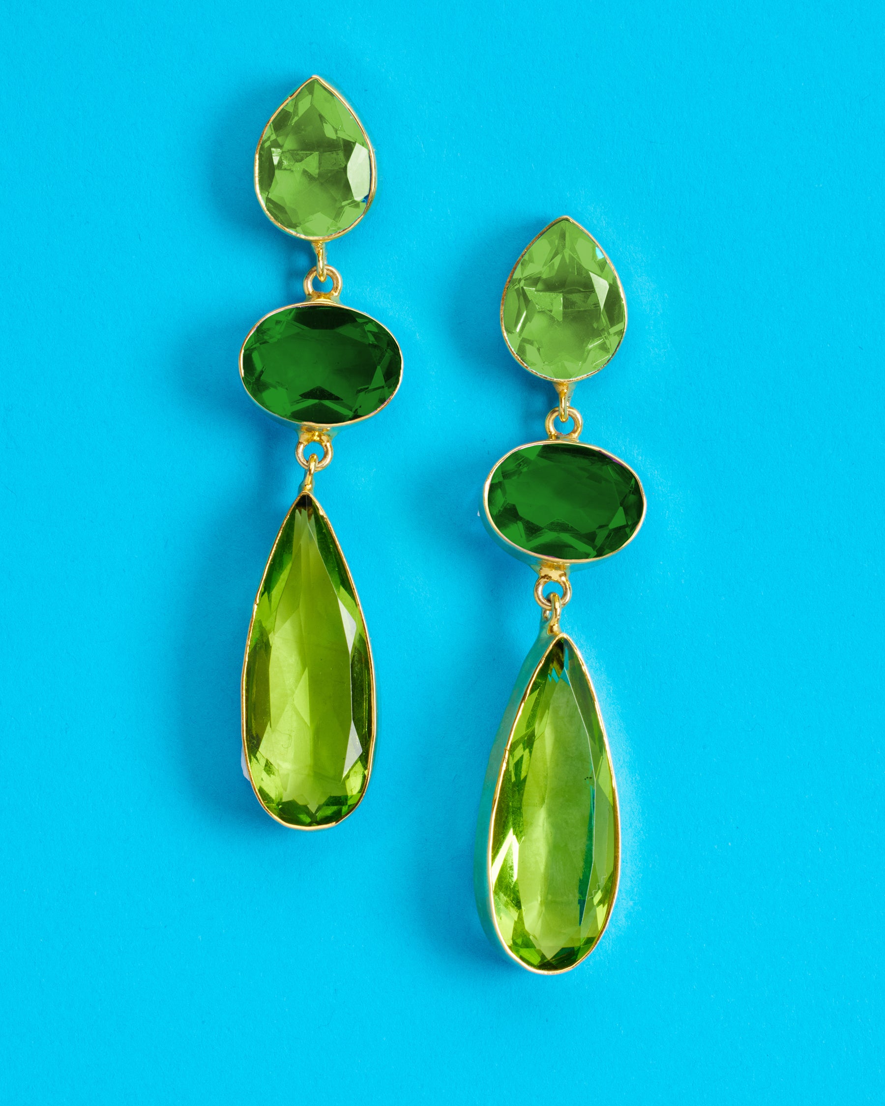 Ravenna Statement Drop Earrings in Radiant Greens