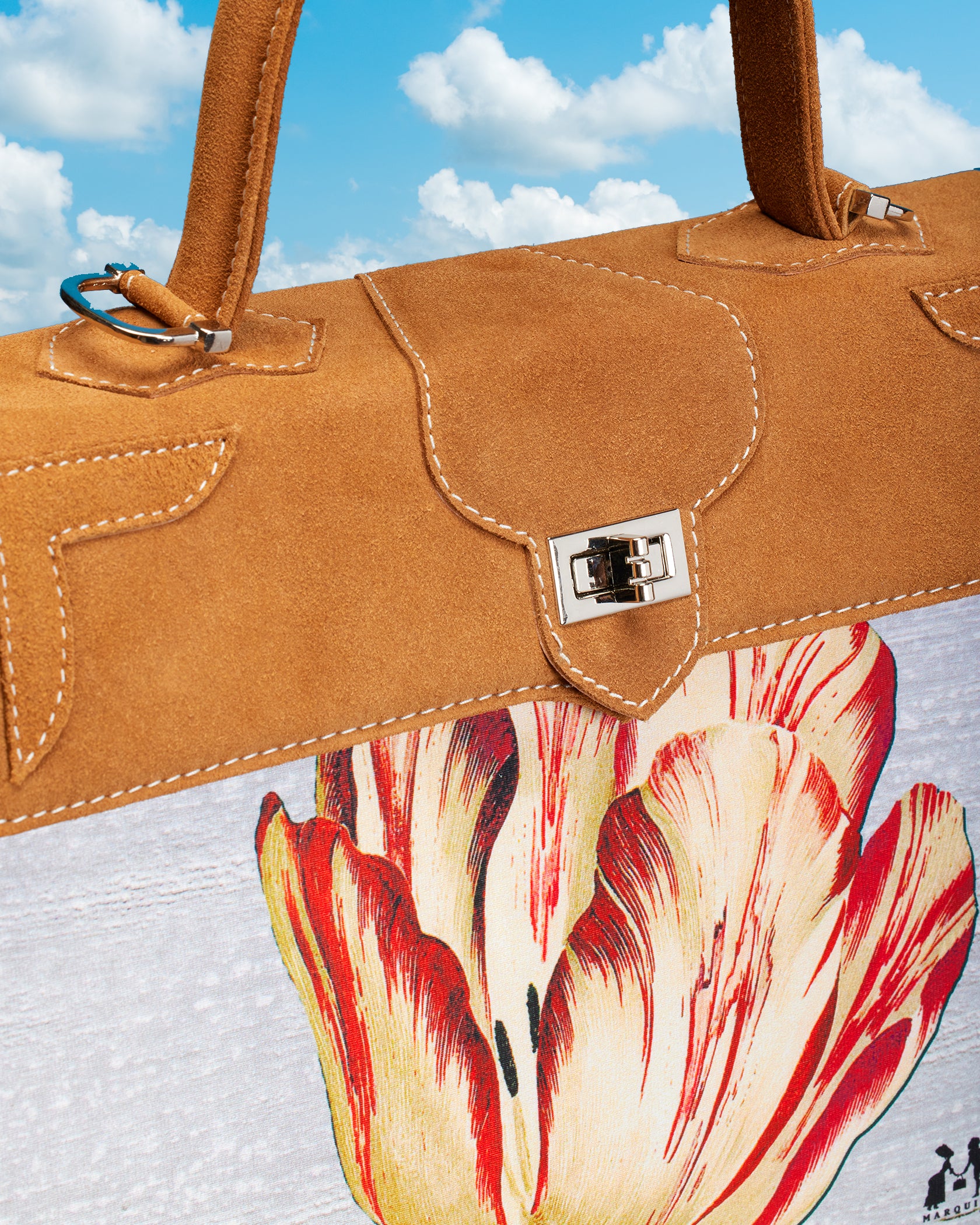 Marquise Paris Tulipe Top Handle Shoulder Bag in Honey-Detail