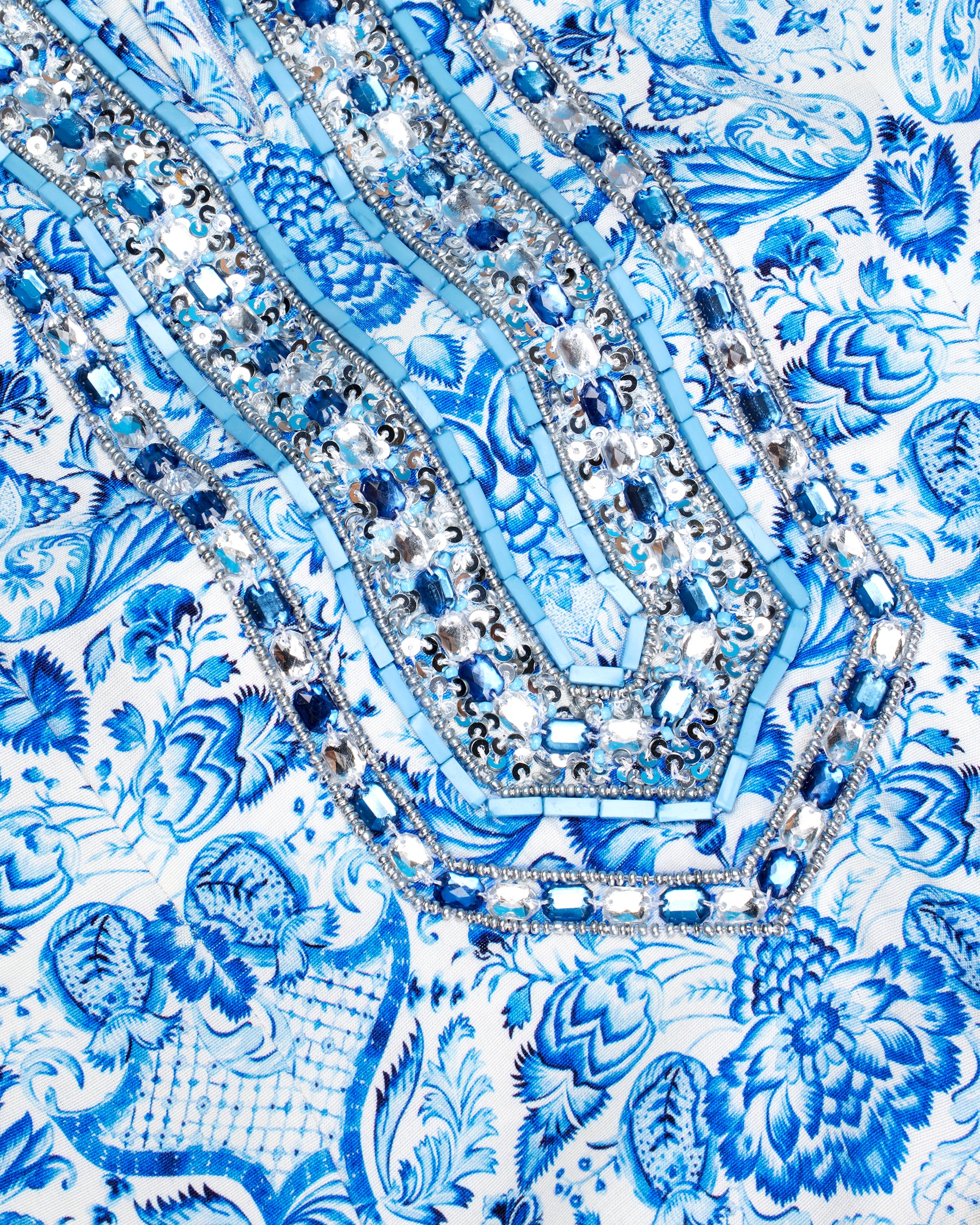 Shalimar Long Tunic Dress with Sapphire Jewel Embellishment-Detail