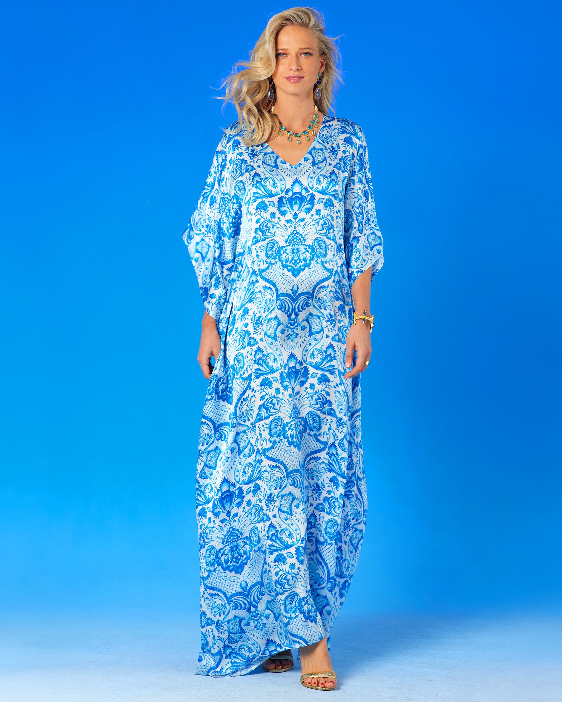 White 2024 silk kaftan