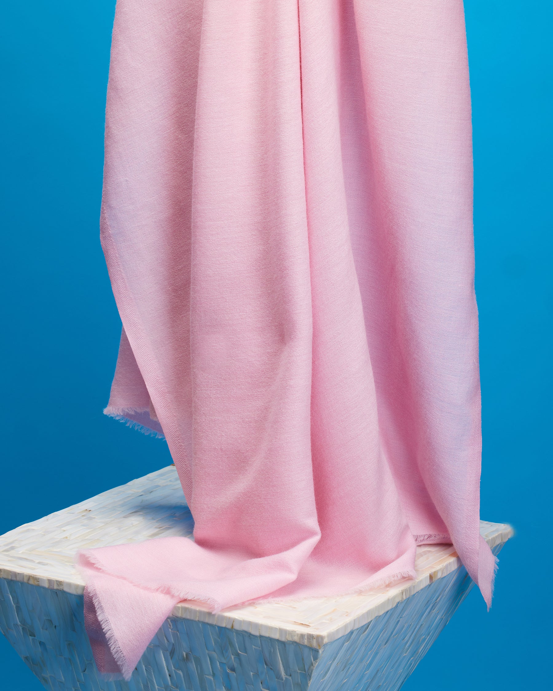 Josephine Pashmina Shawl in Blush Pink-Draped