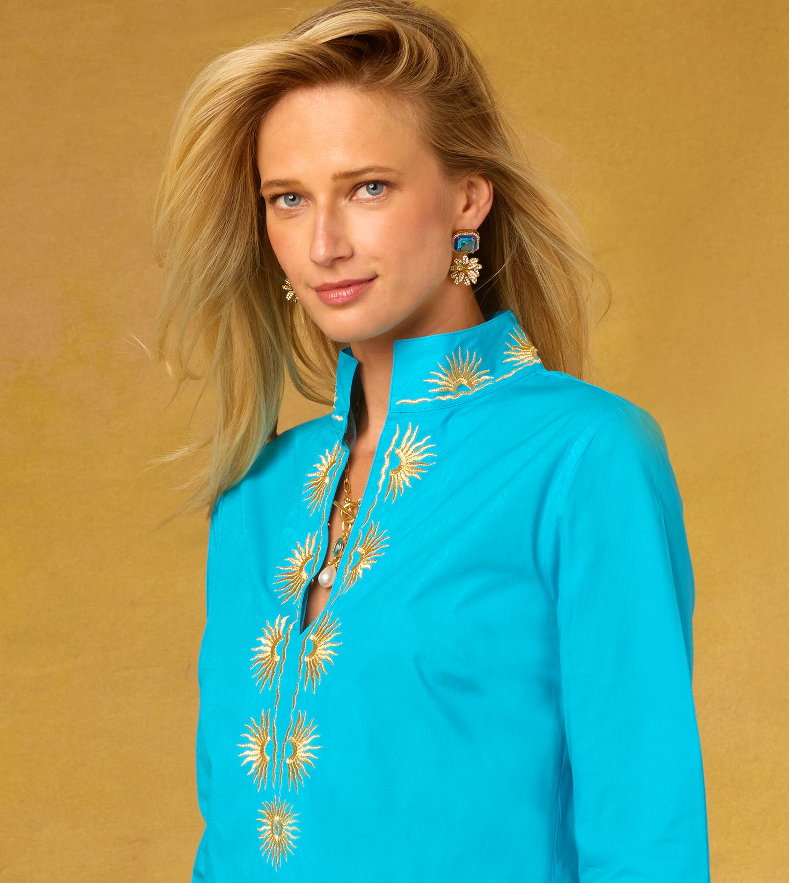 Palmira Earrings in Turquoise and Royal Blue Enamel