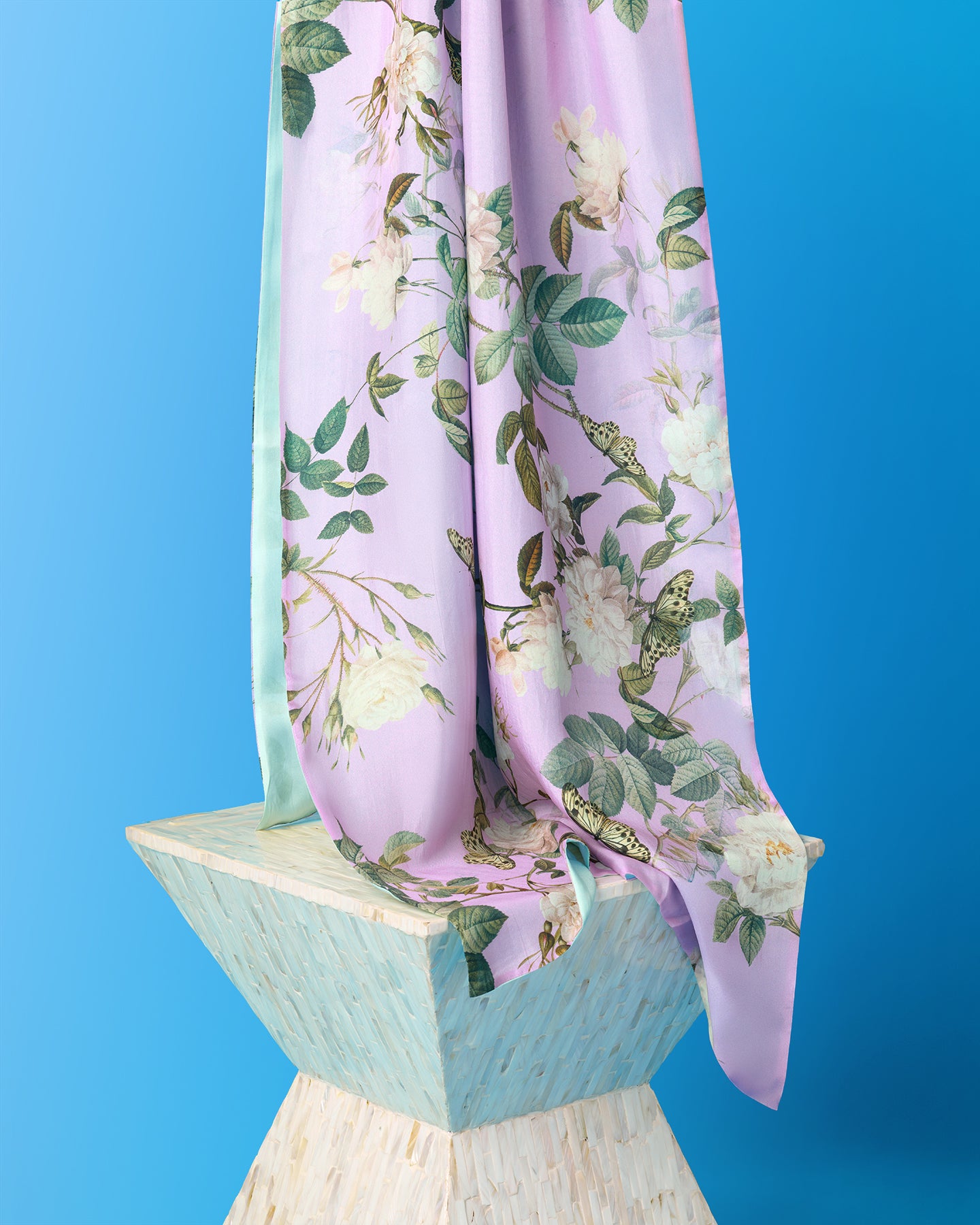 Cassidy Silk Shawl in Lavender English Garden