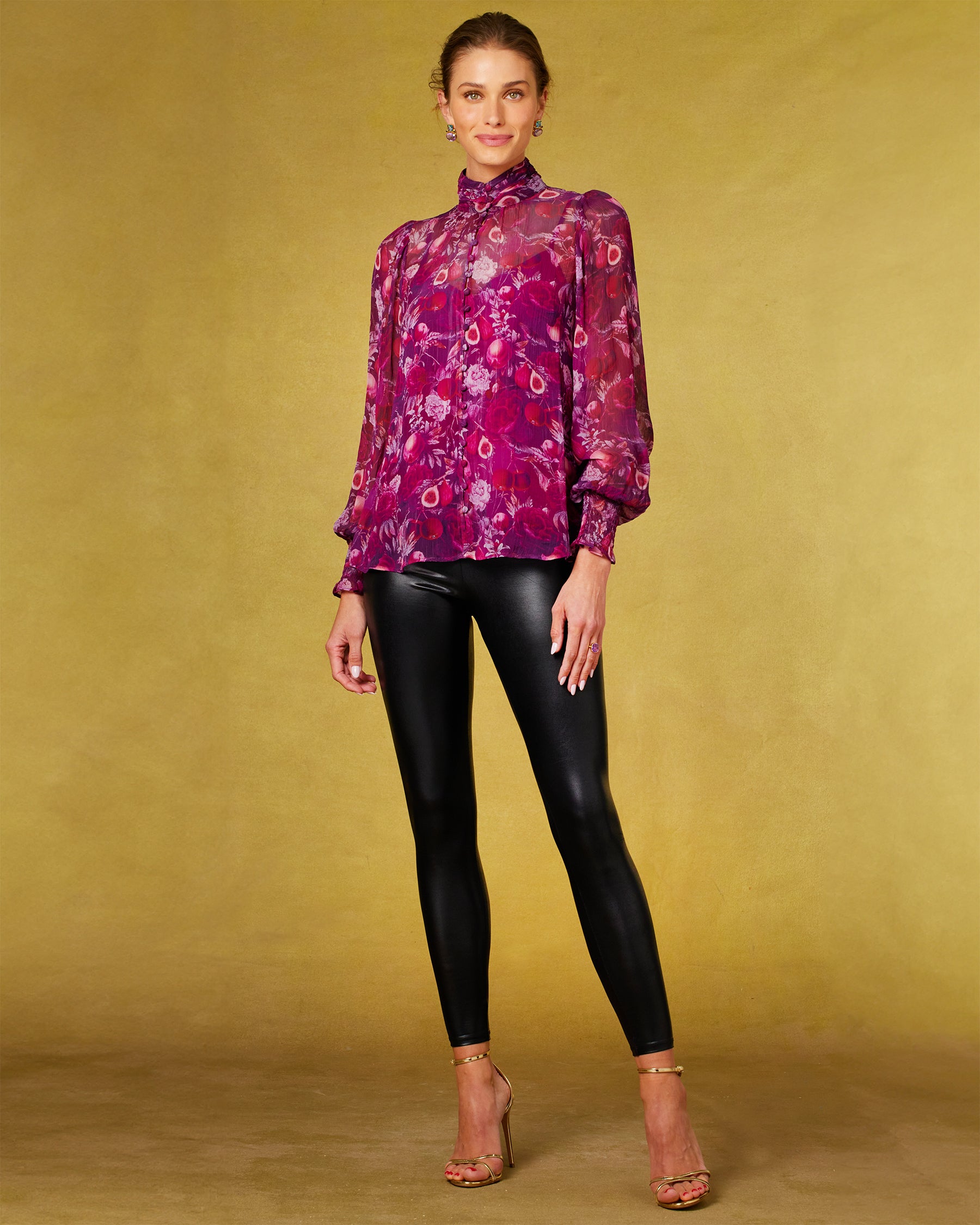 Tess Crinkle Chiffon Blouse in Opulent Harvest