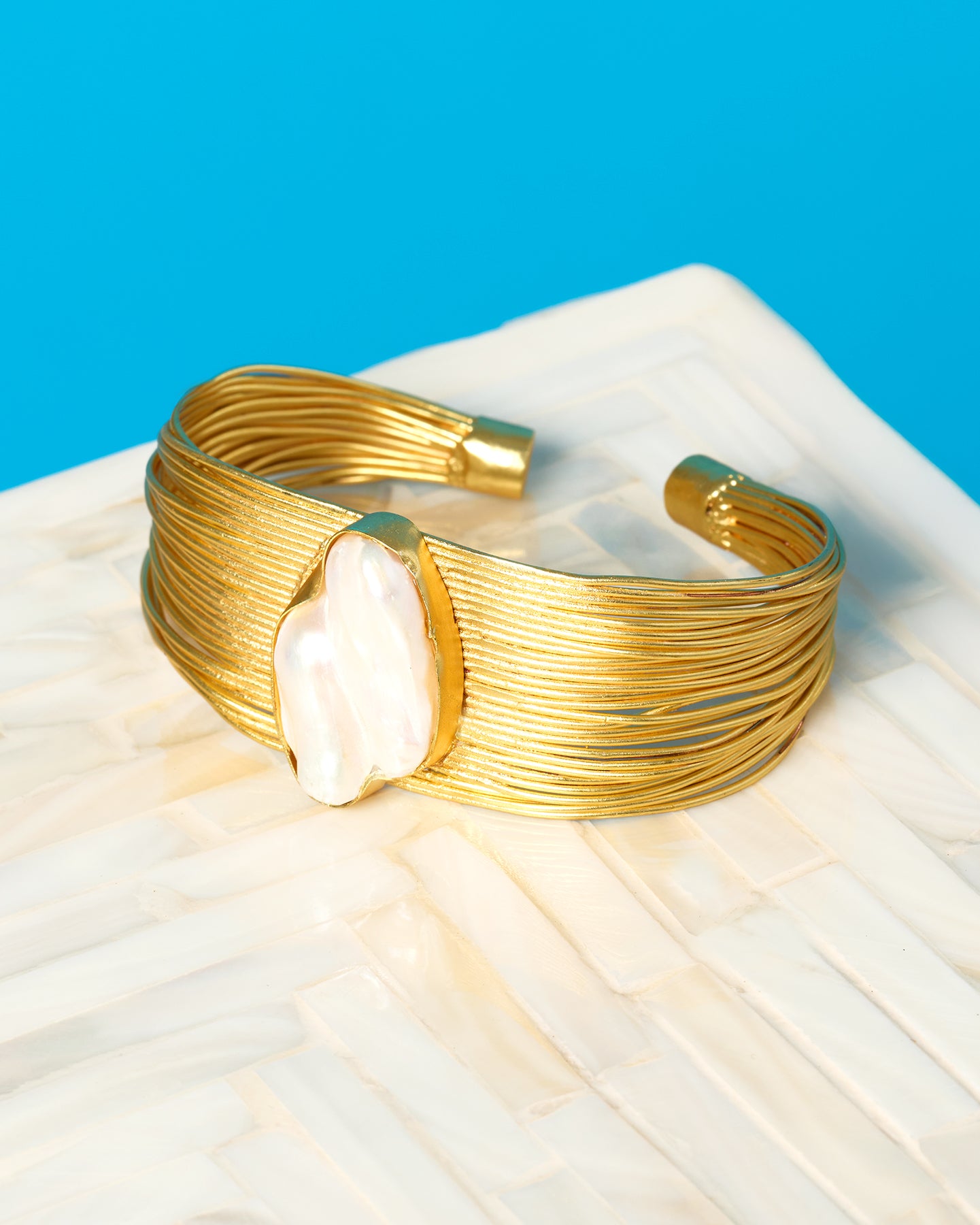 Thalia Pearlescent Statement Cuff Bracelet