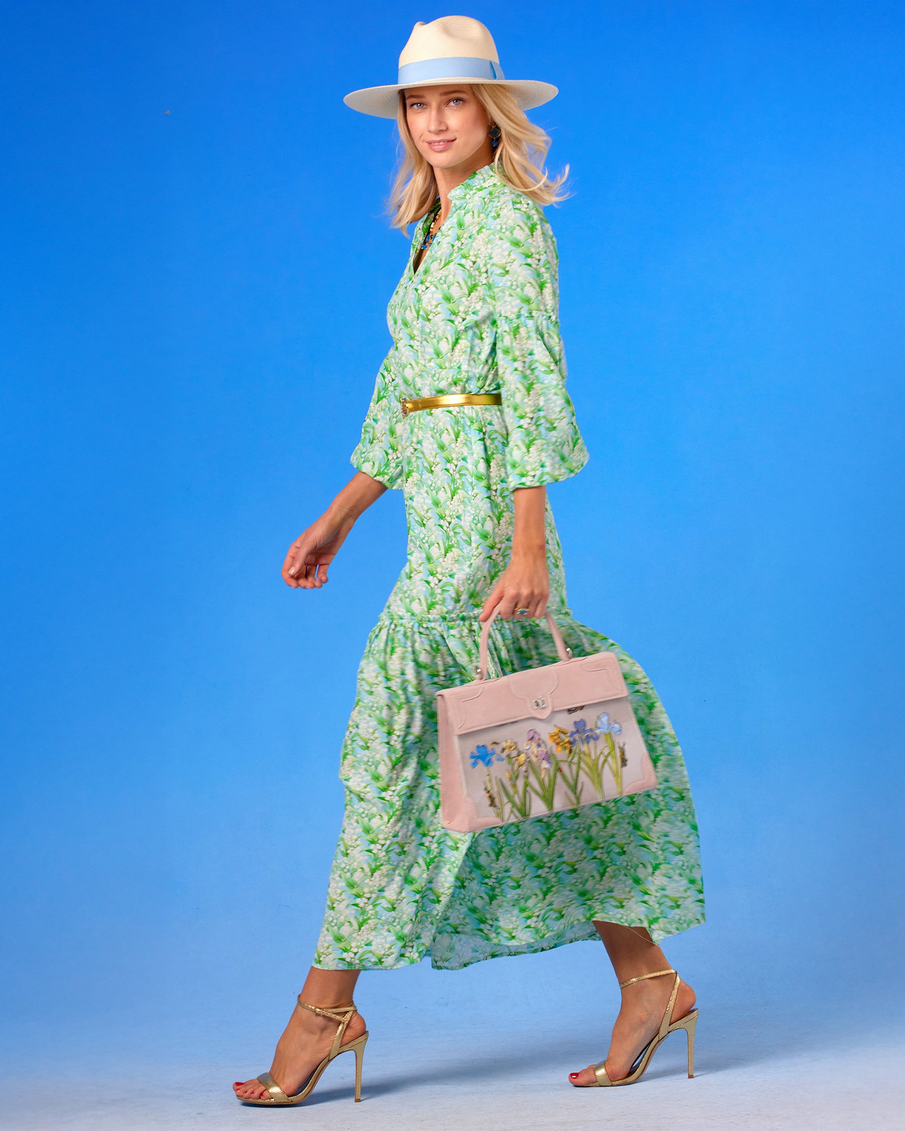 Waverly Maxi Dress in Lilies of the Valley walking