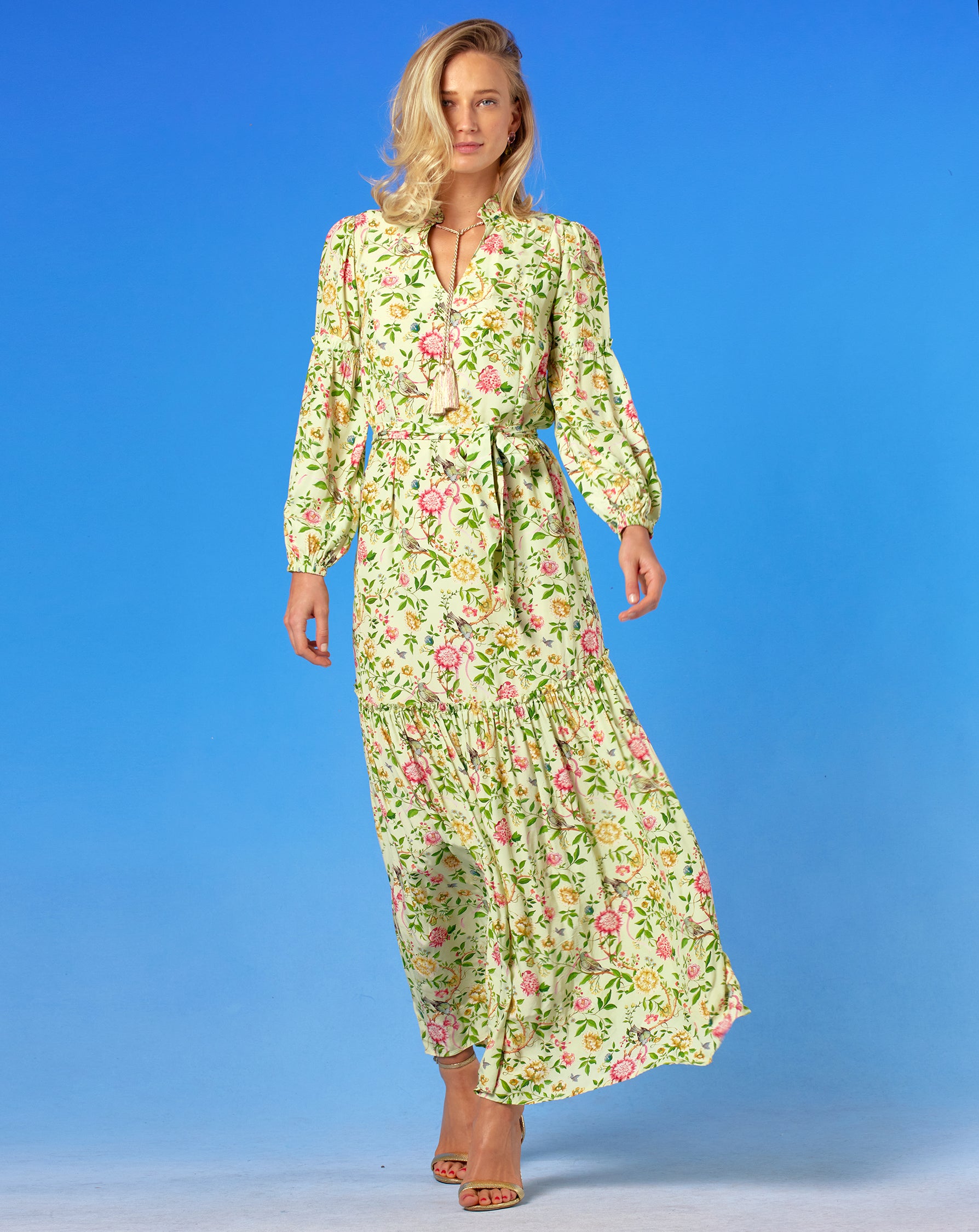 Waverly Maxi Dress in Paradise Florals-full length front view walking